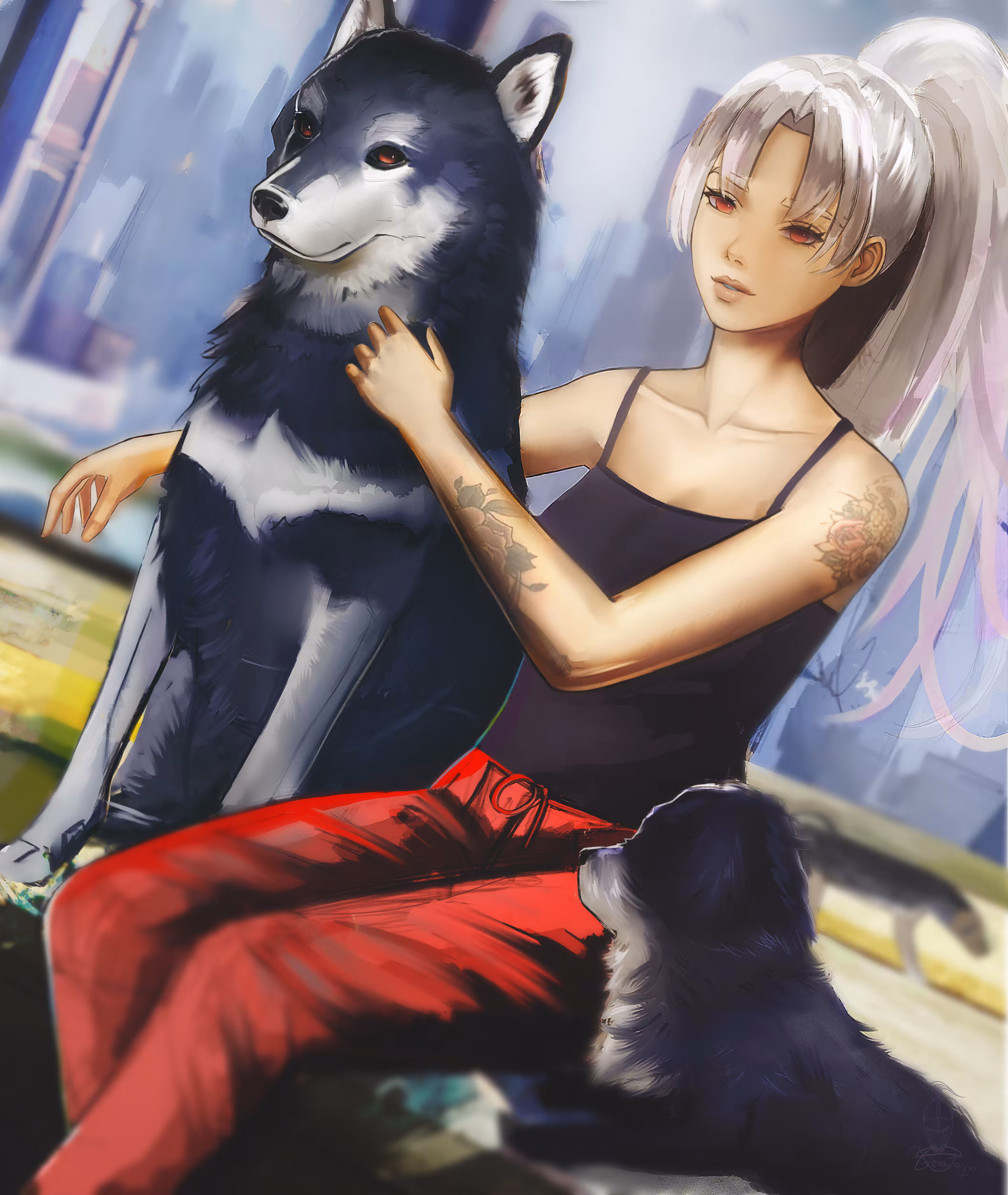 Picky Girl with her dogs