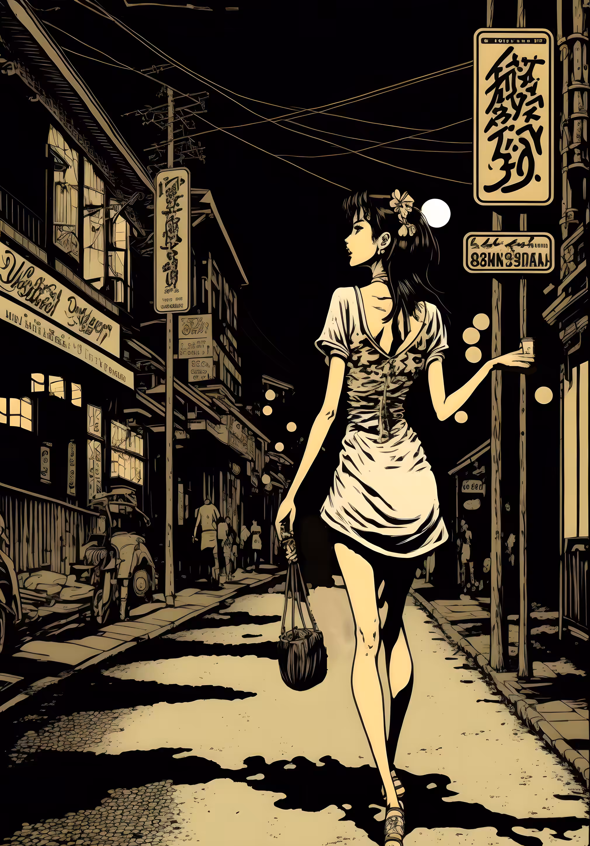 Night promenade in old Tokyo