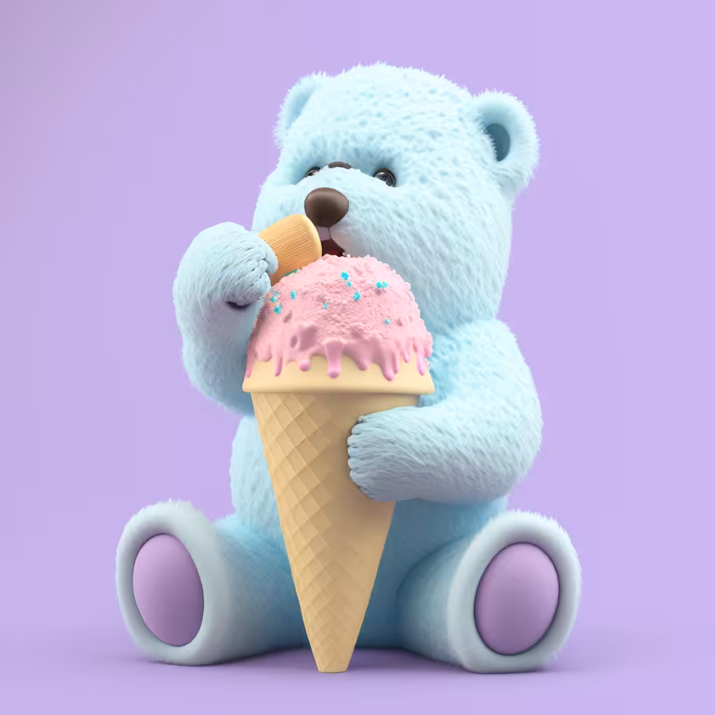 Sweet bear and ice cream cone