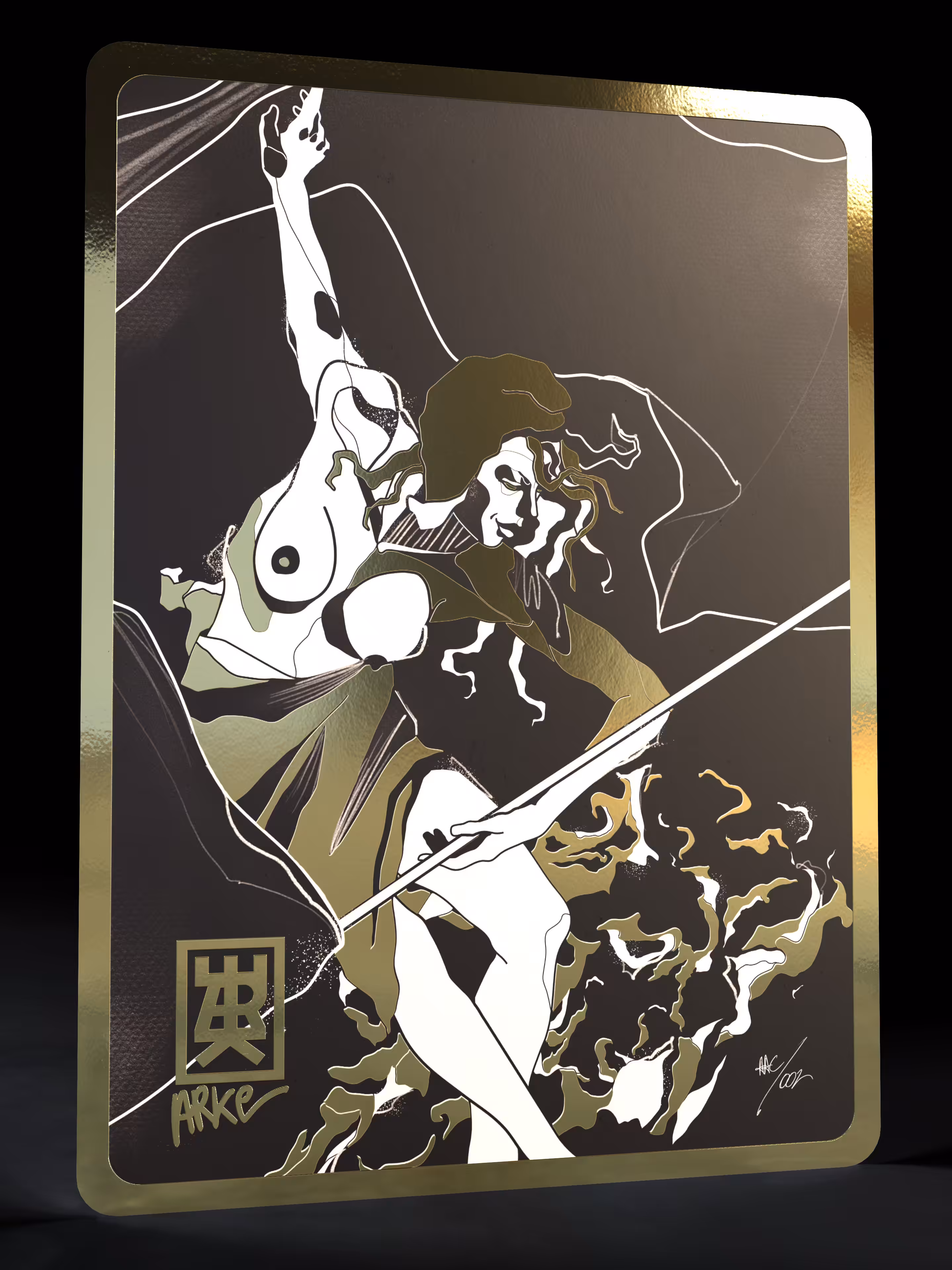 Arke Art Cards: [AAC] [002] Arke - If the fire does not burn you the smoke will blacken you. [GOLD]