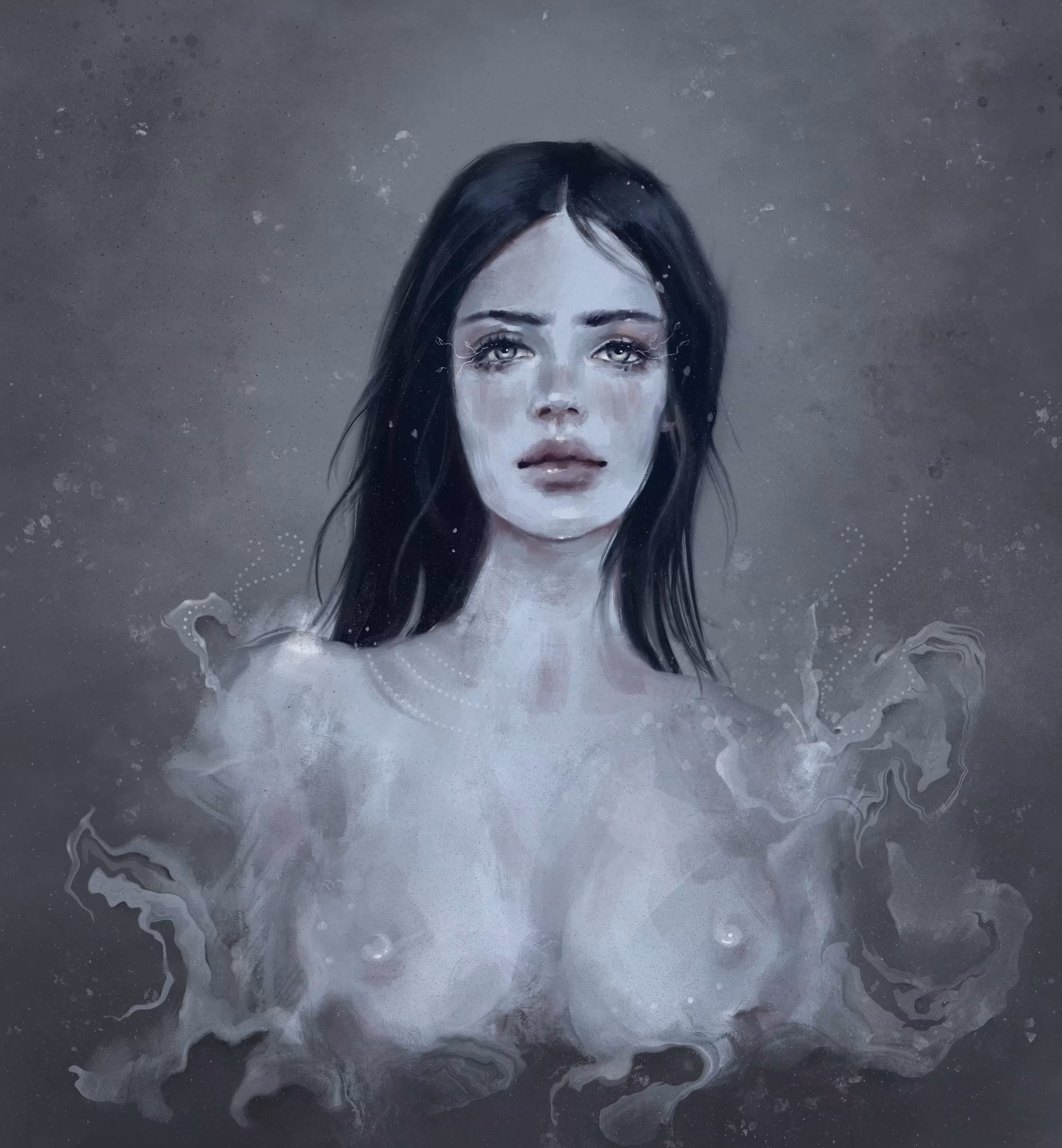 She comes pale, cold, alone.