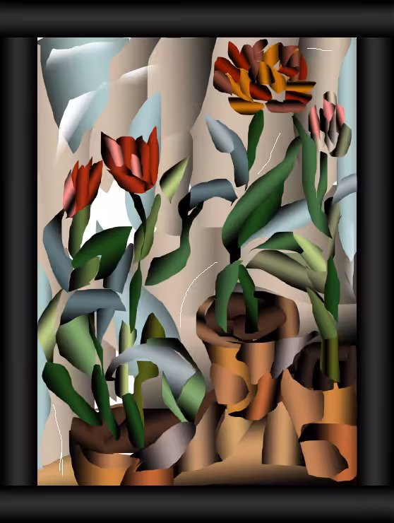 Three pots of tulips