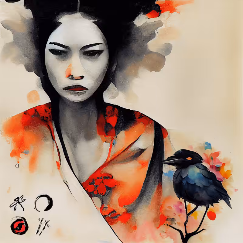 Geisha And Bird #1