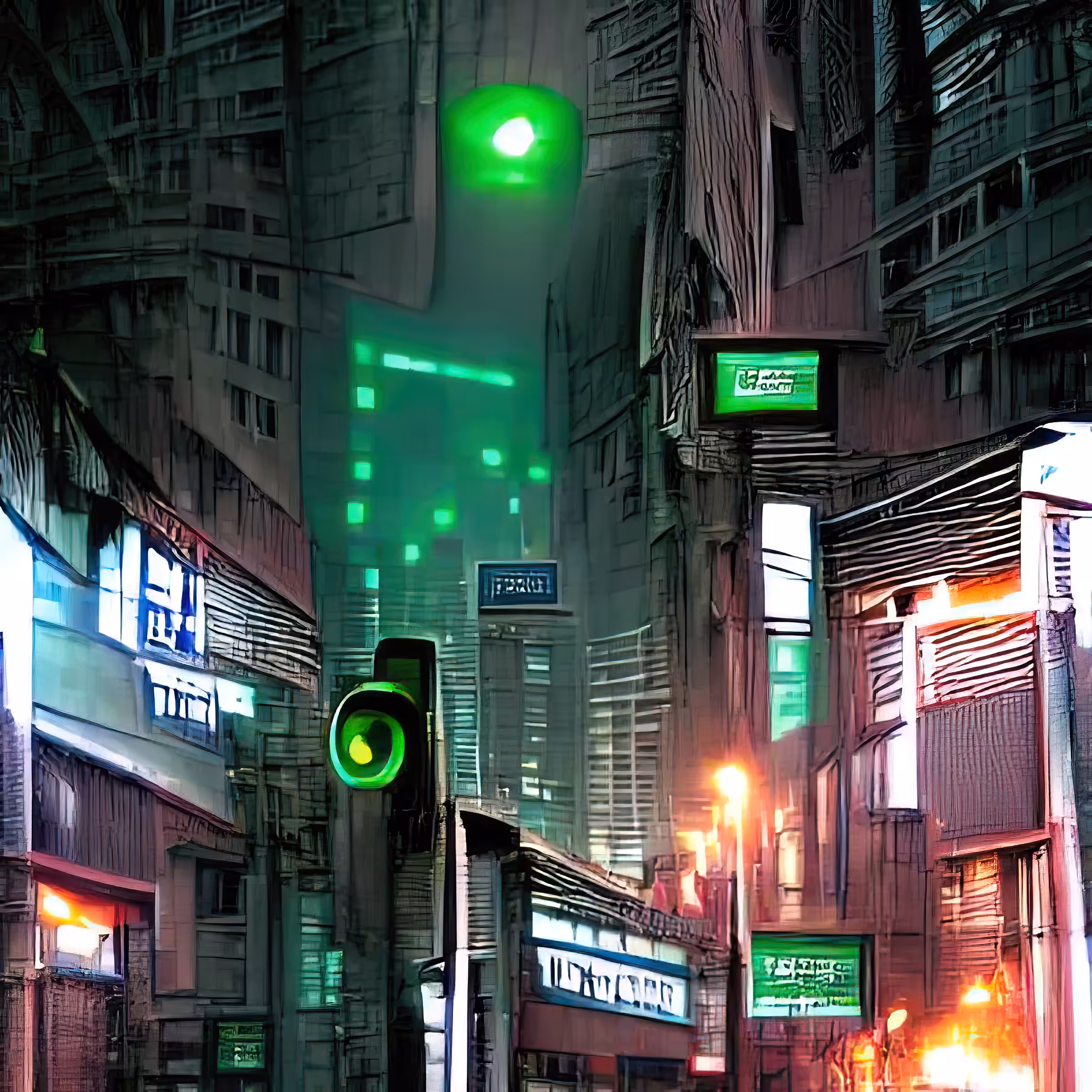 streets of cyberpunk city green light 4nGmCdNxkTfbnUPXUK6l