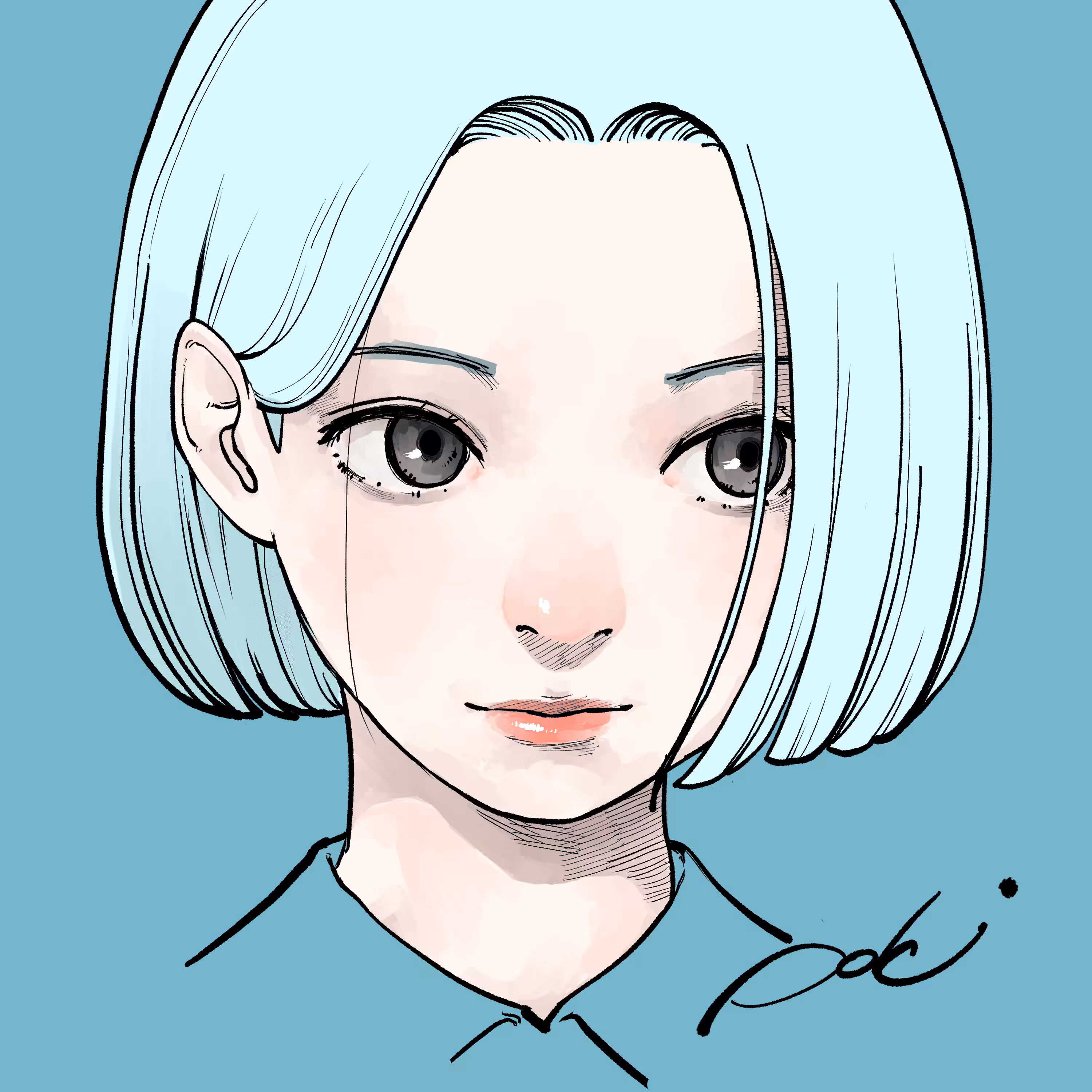 A girl (bule hair)