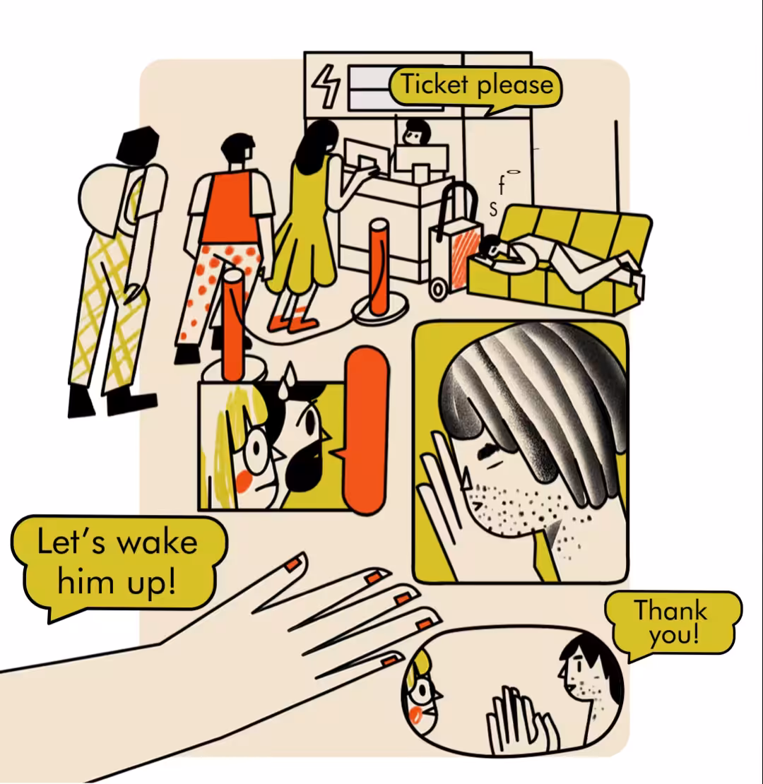 At the boarding gates