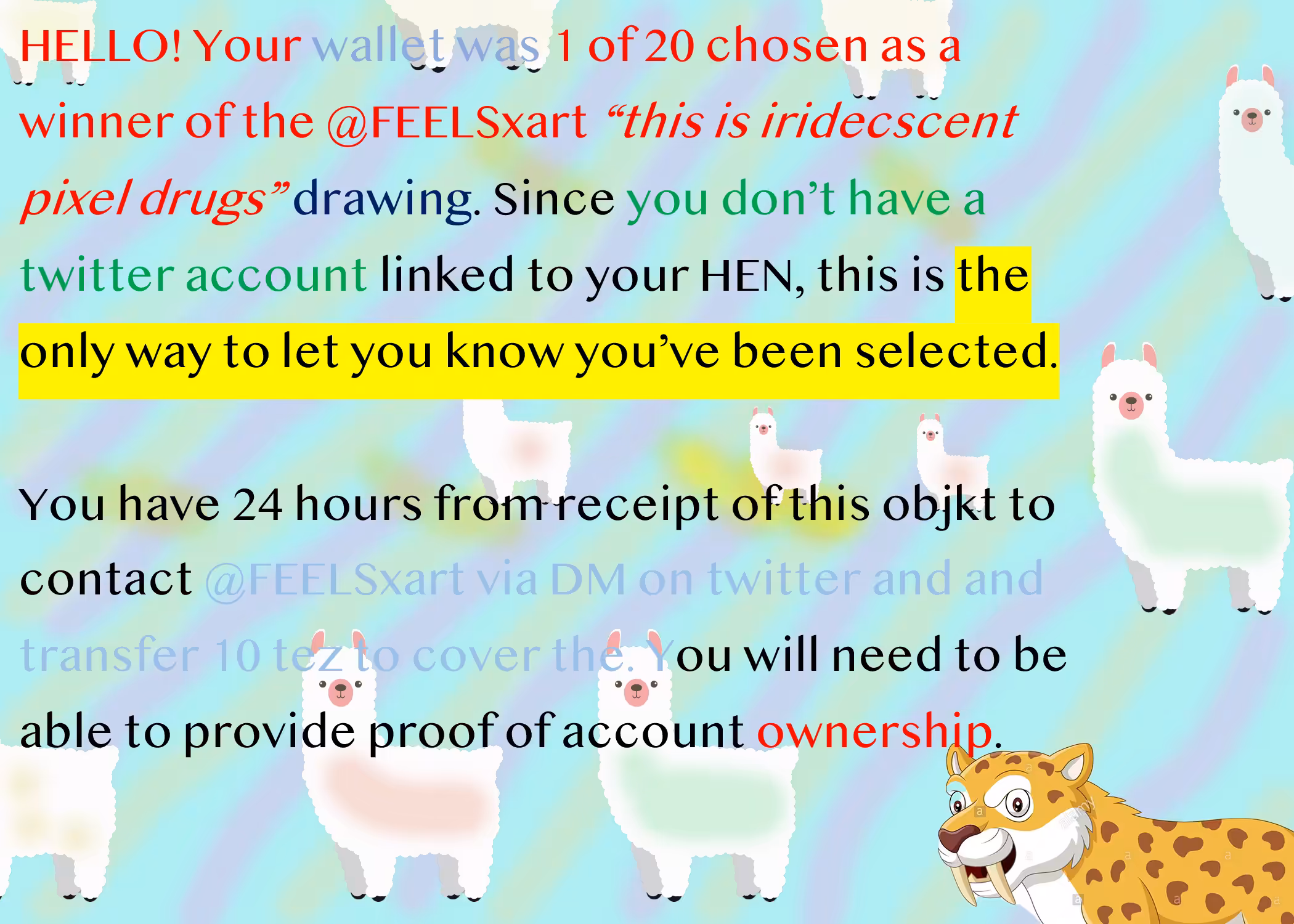 HEY! You won the FEELS collector raffle