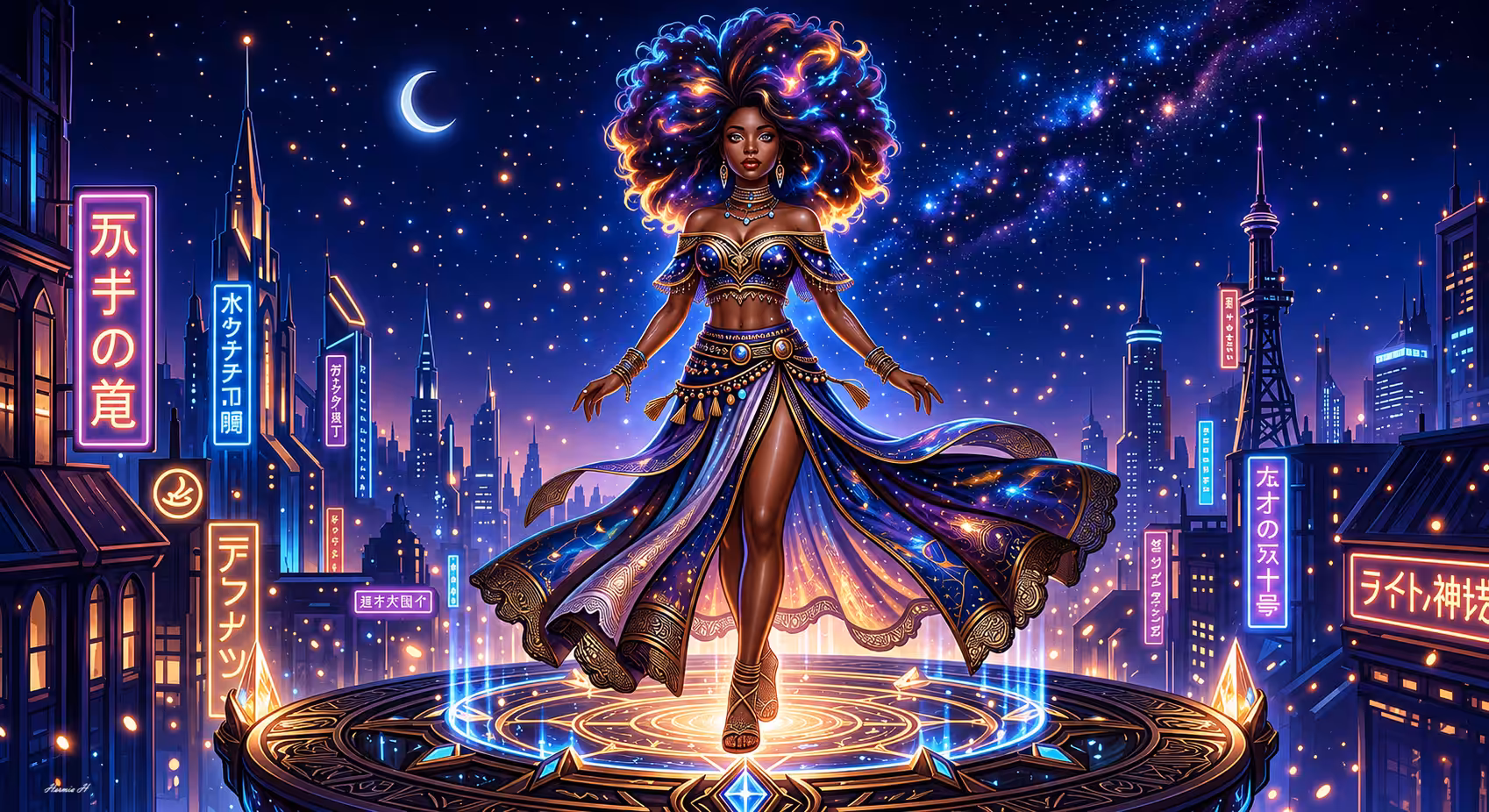 Neon Empress: Guardian of the Skyline
