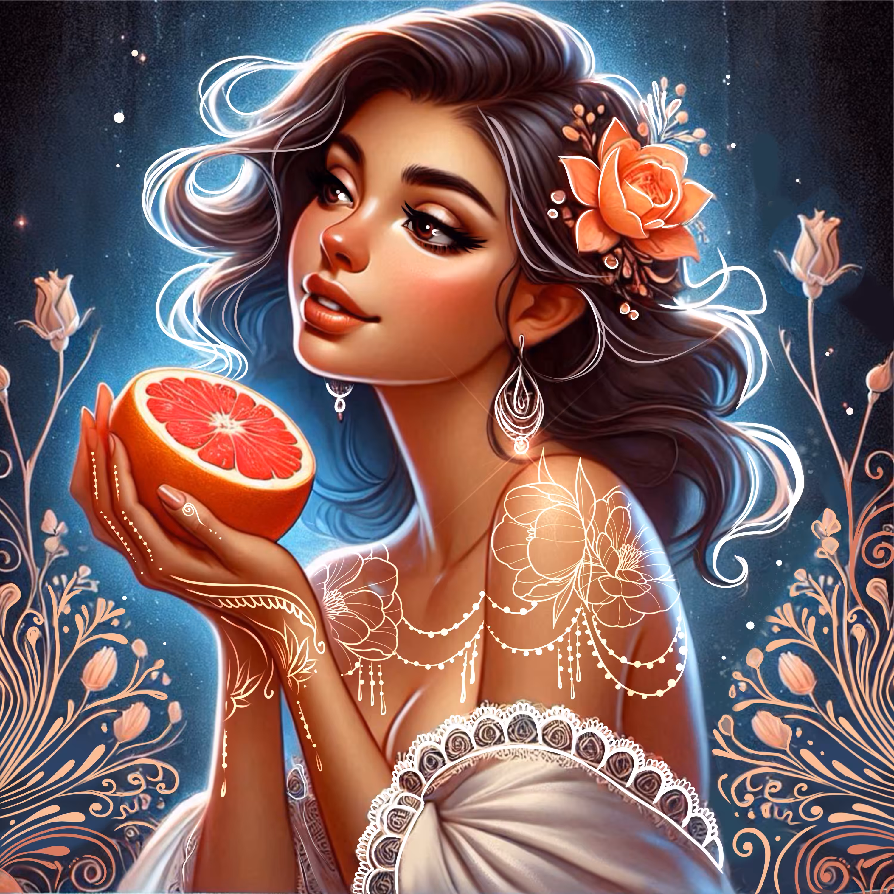 Grapefruit is like the sun, bright and juicy