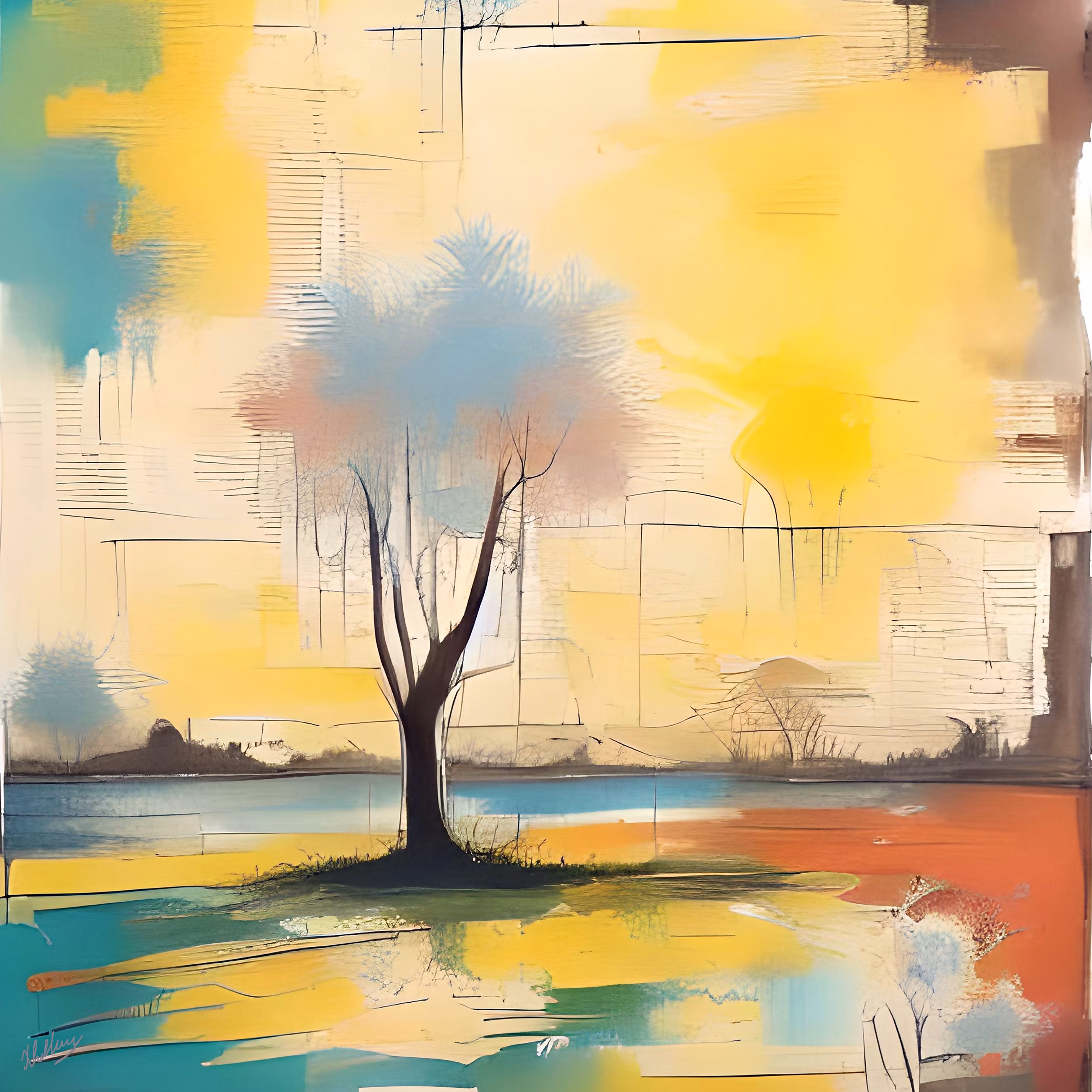 Lonely Tree - abstract landscape