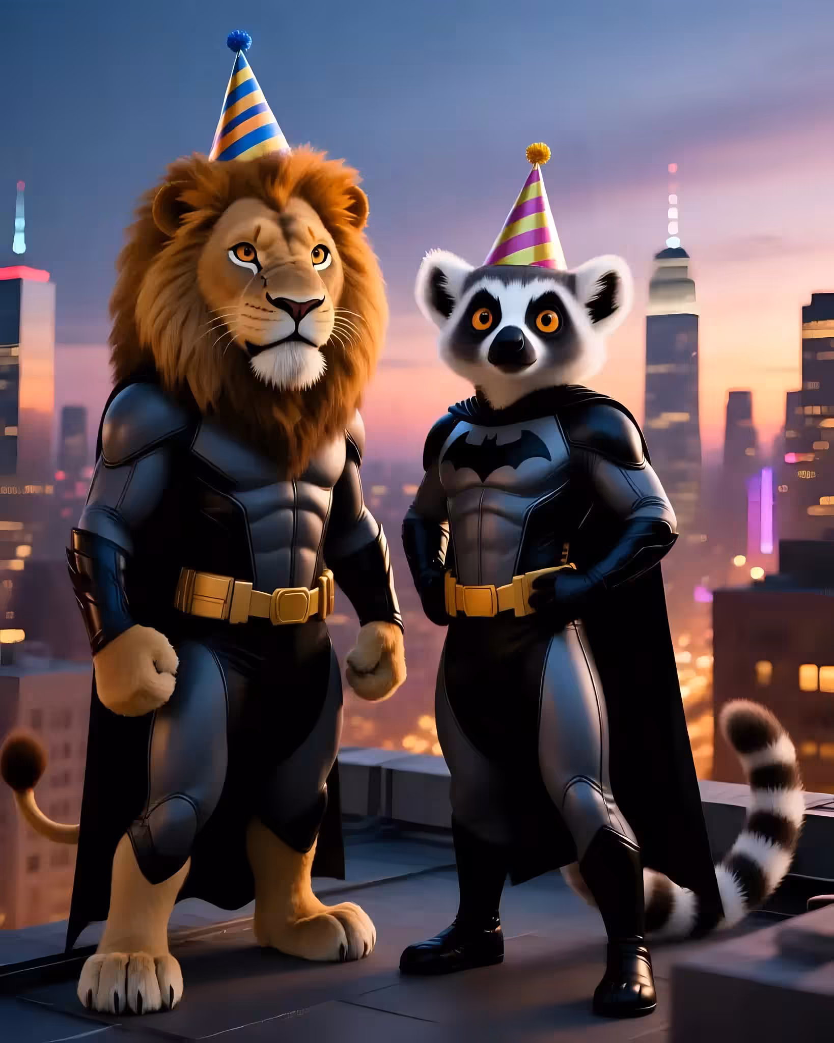 Super lion and lemur 