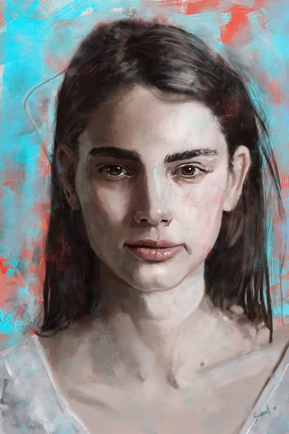 Portrait in cyan