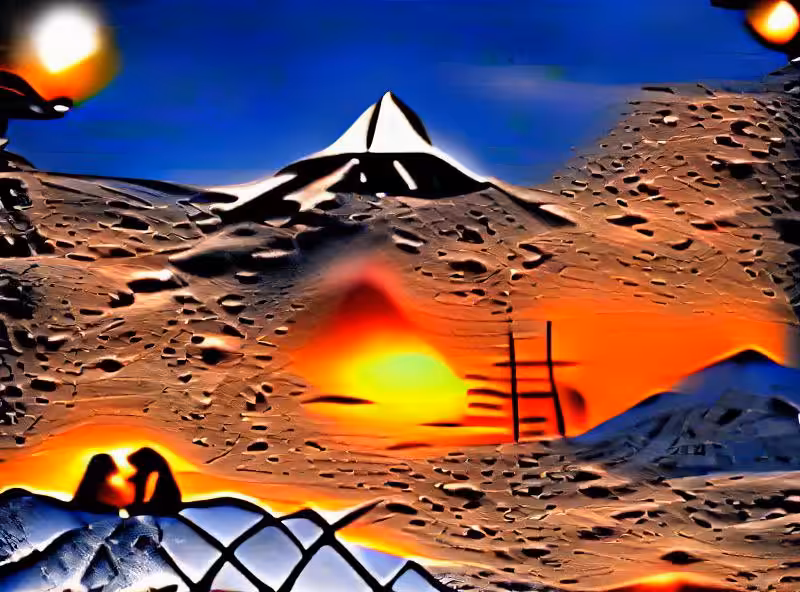 spacelab at the moon kissing the mountain sunset danger is in sight