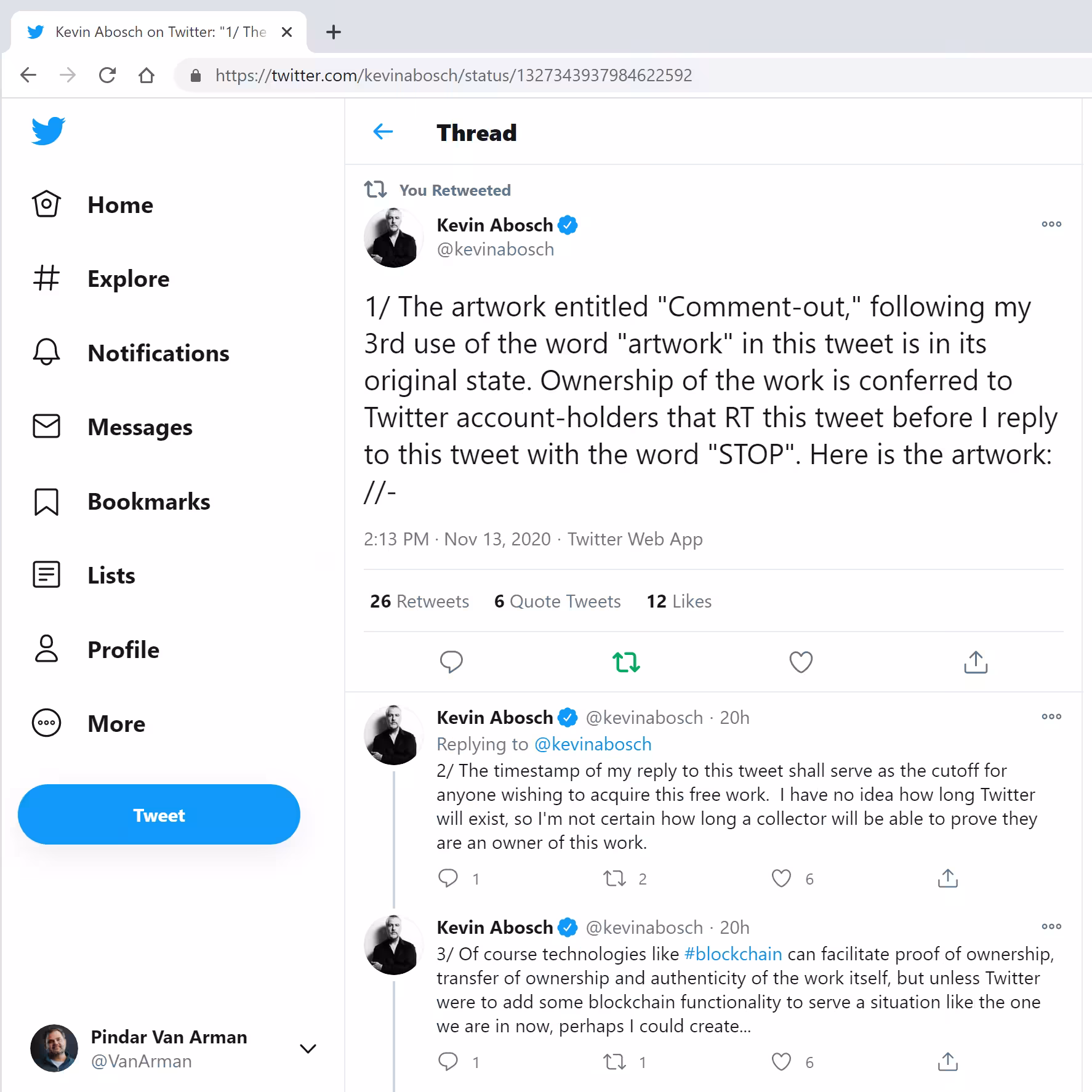 Proof Of Ownership for Kevin Abosch's "Comment-out"