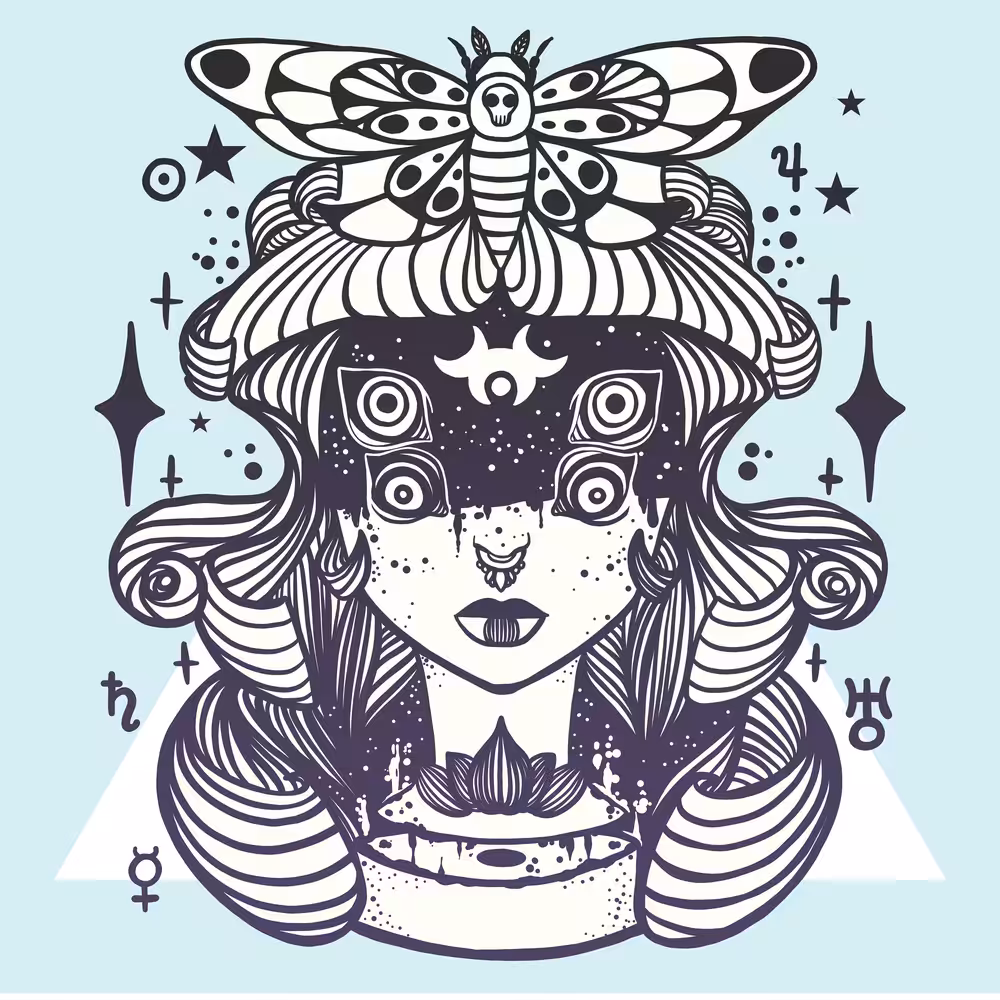 Quadruple Eyed Girl And Death Head Moth #1