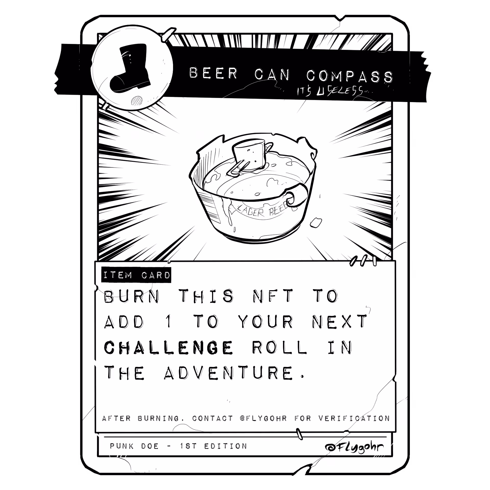 BEER CAN COMPASS | Original Item Card | 1st ED.