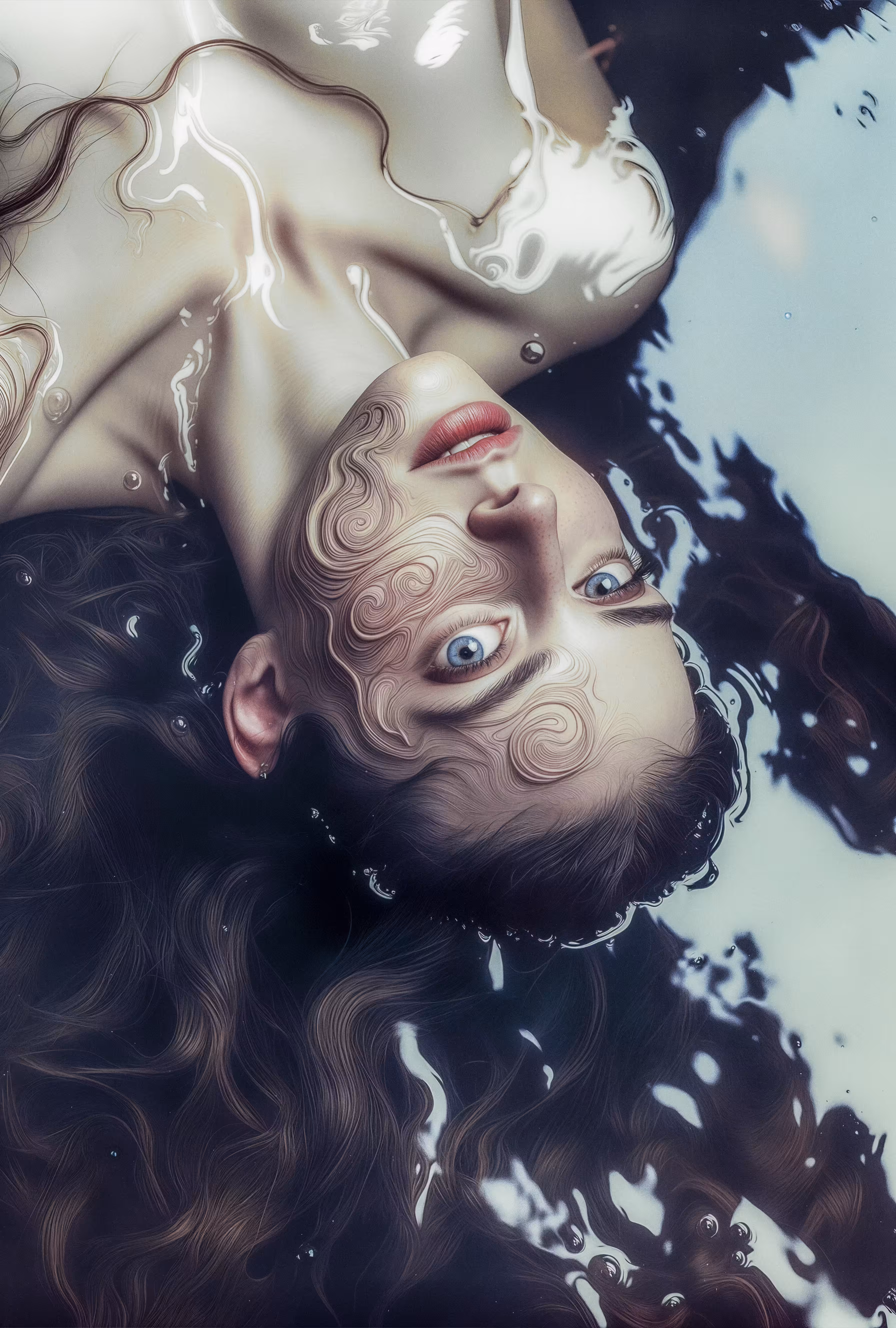 A Woman Floating and Drifting