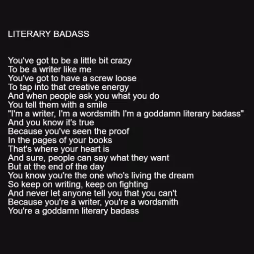 LITERARY BADASS


Yo...