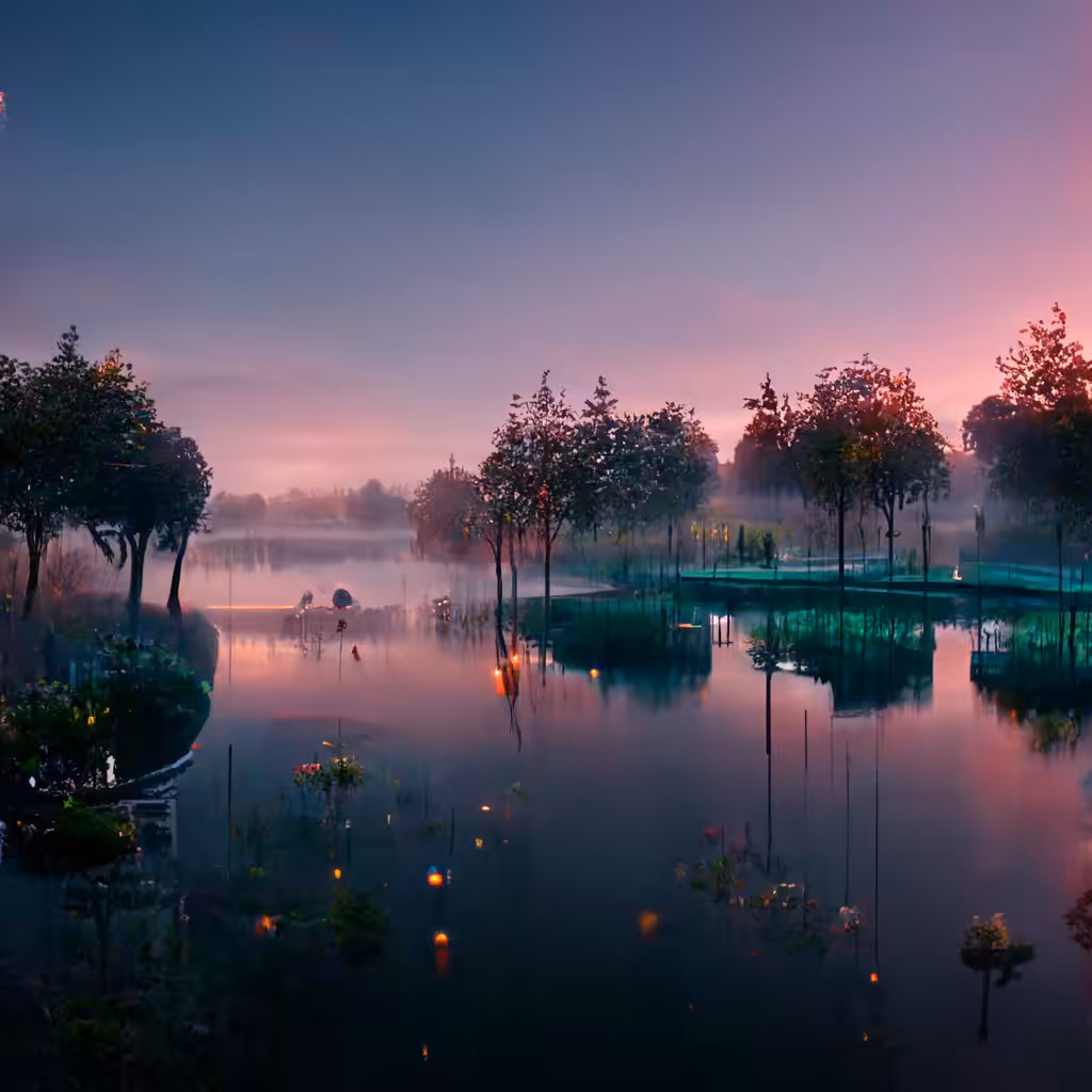 the lake in the morning