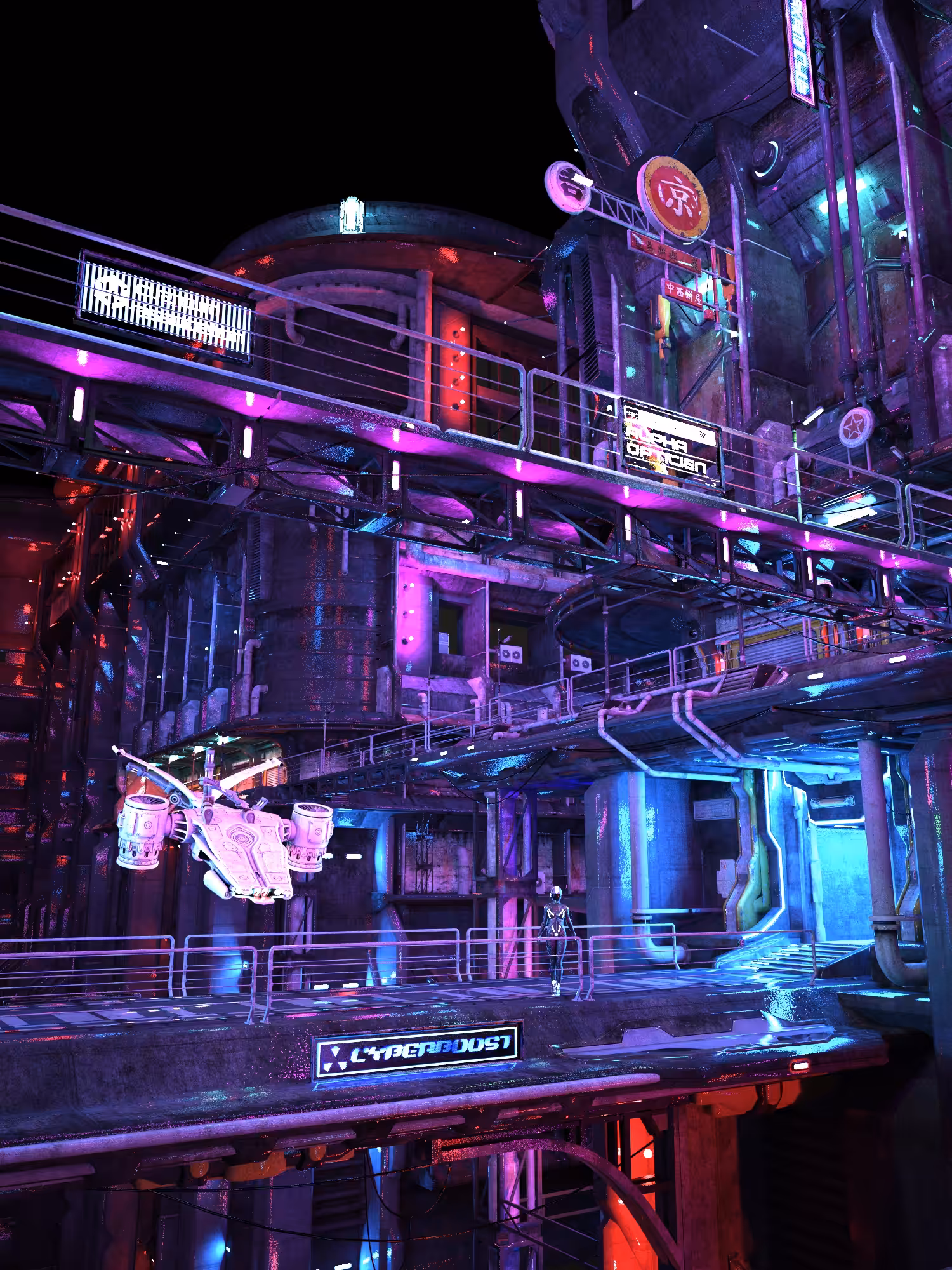 Neon night in a cyberpunk city