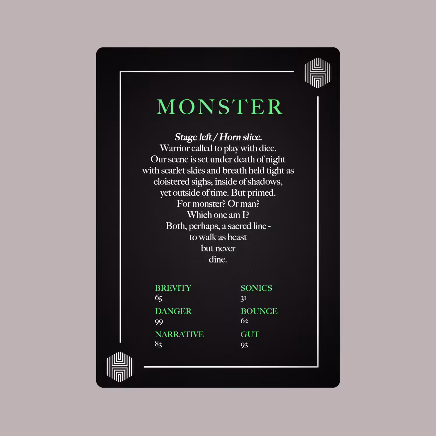 POETRY CARDS VOL 1 | META/VERSE: 033 - MONSTER