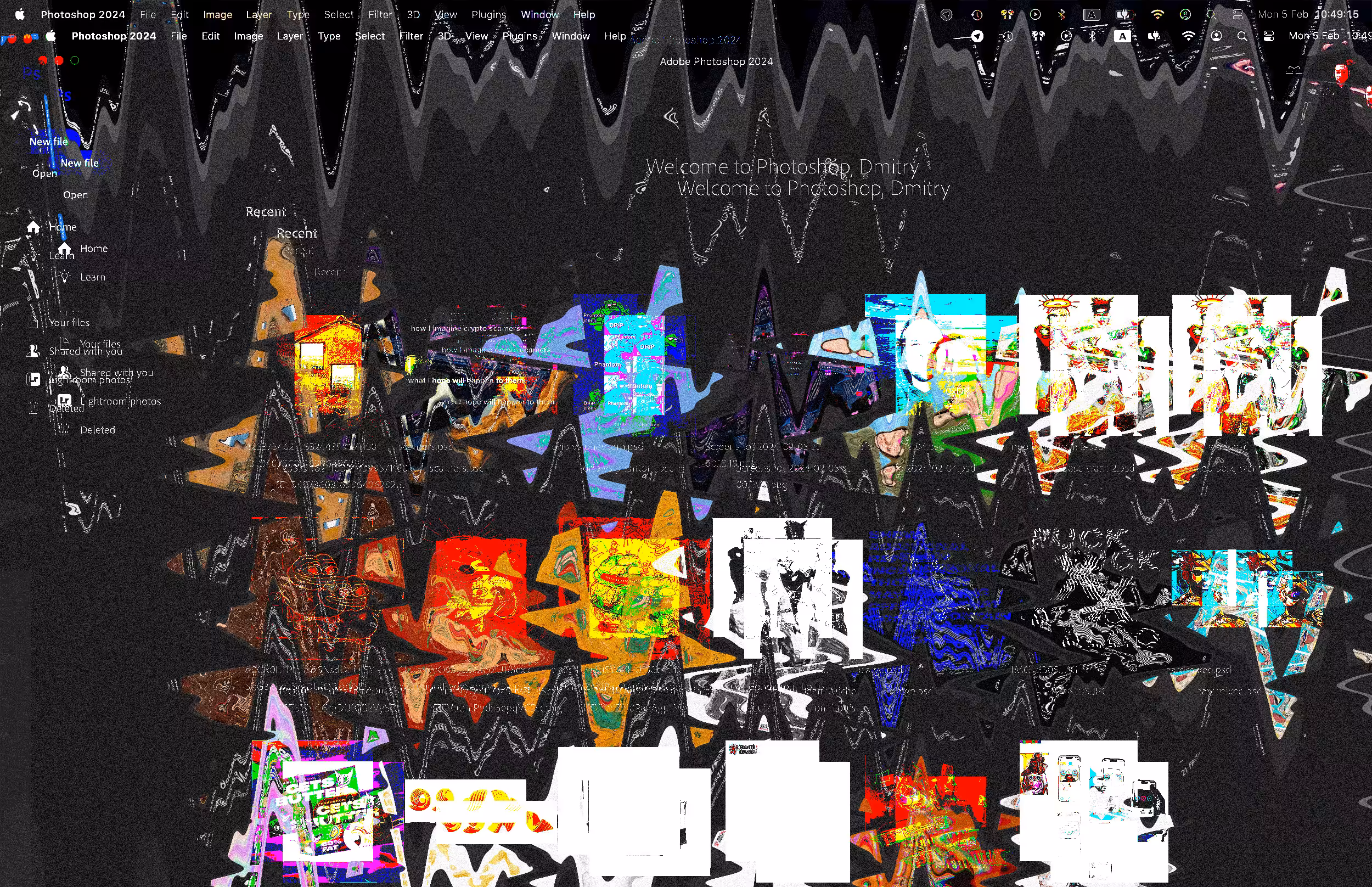 Glitched welcome to Photoshop