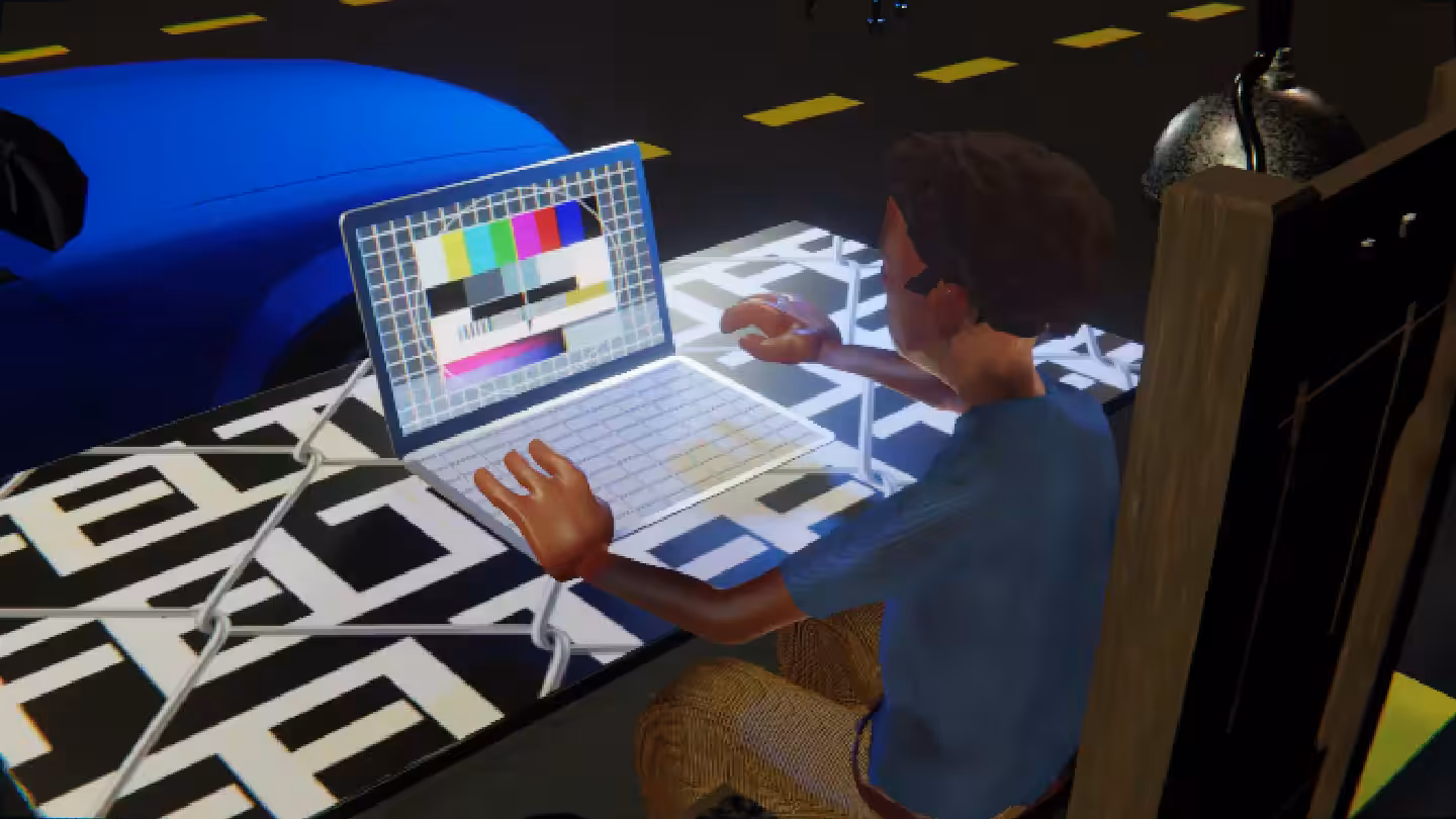 Desktop by Felt Zine: Desktop #135: The Developer in the Electric Chair With a Drone and a Please Stand By Monitor on a Barbed Wire Table in The Streets