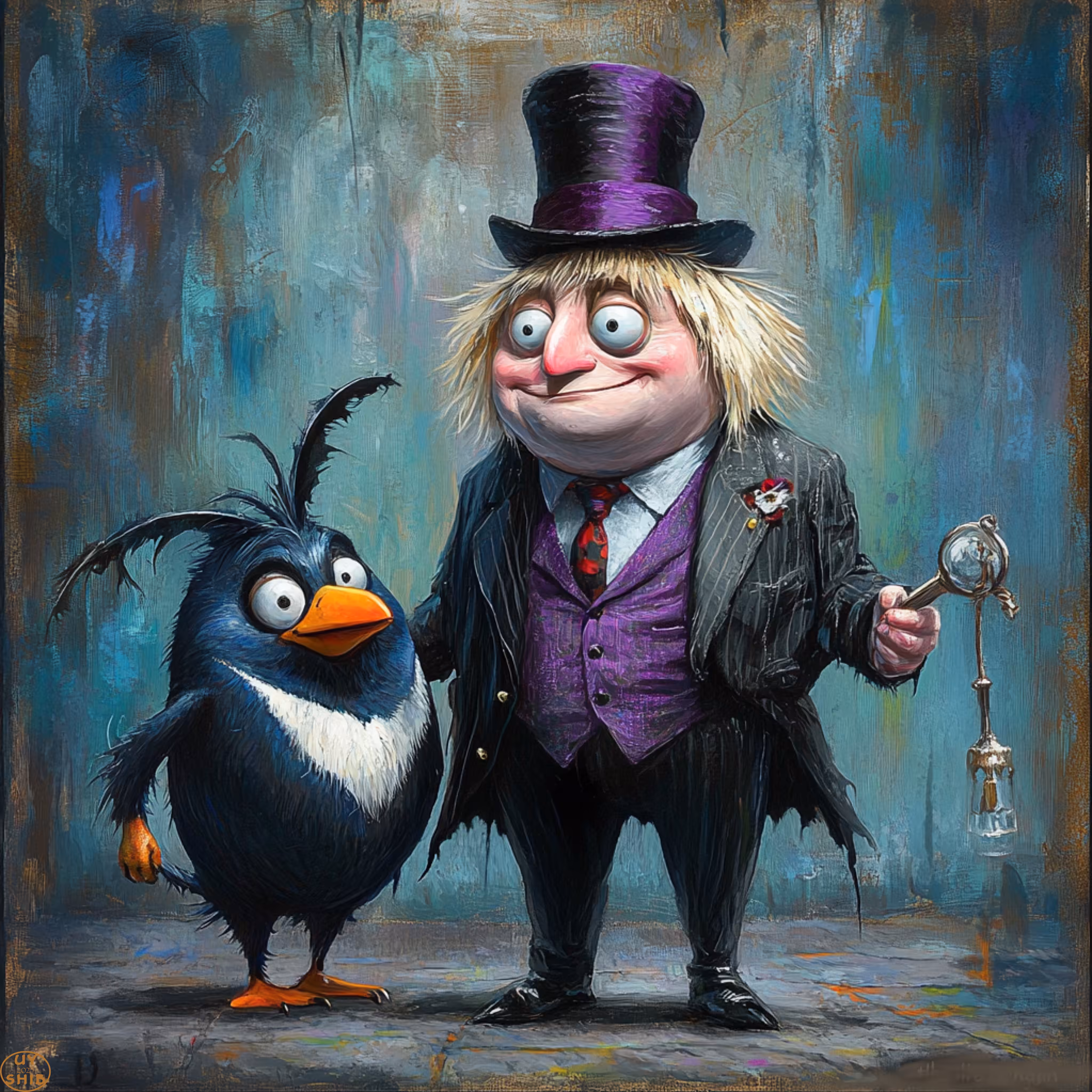 Caricature of Boris Johnson as the Penguin #b1