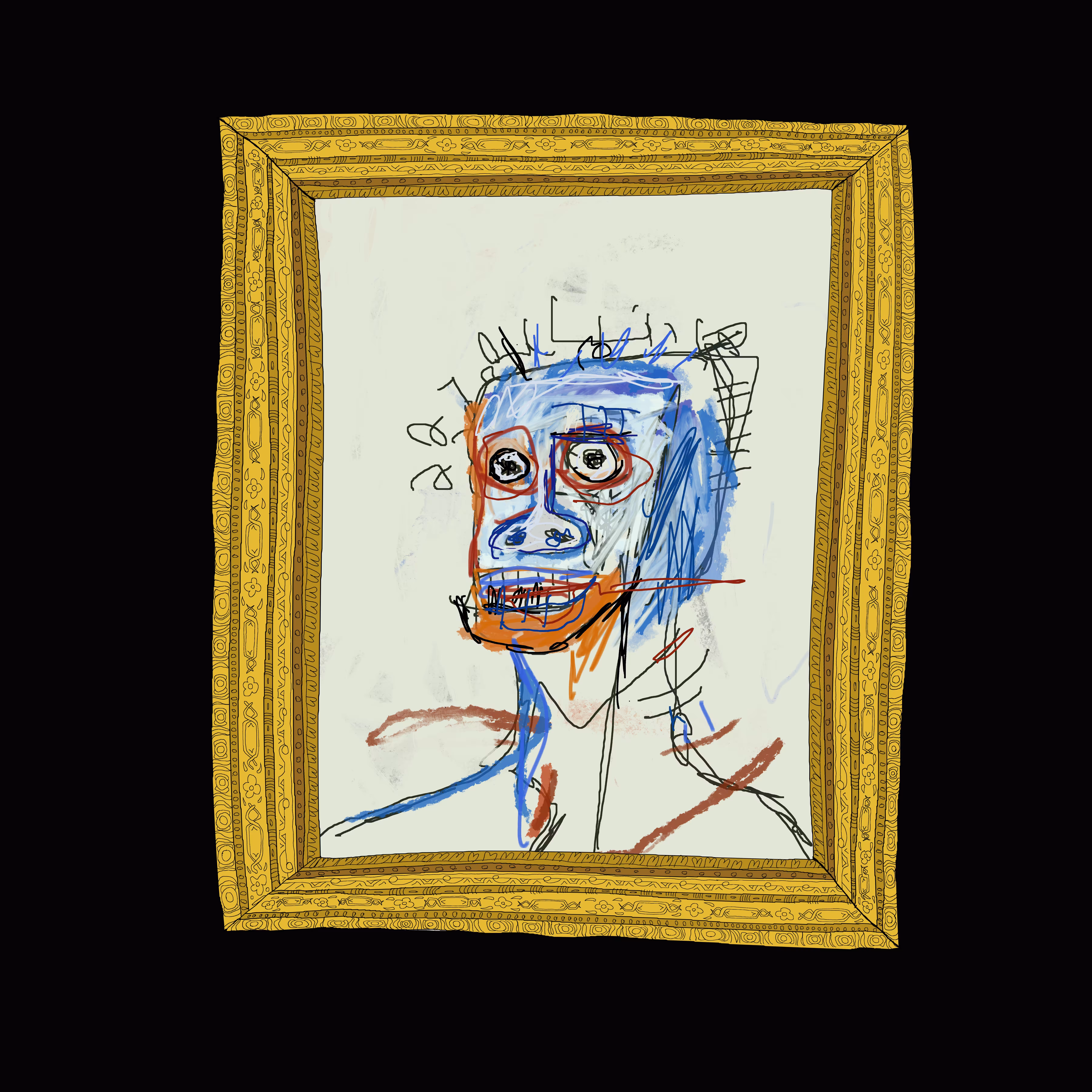 un cuadro de Basquiat (head of madman)