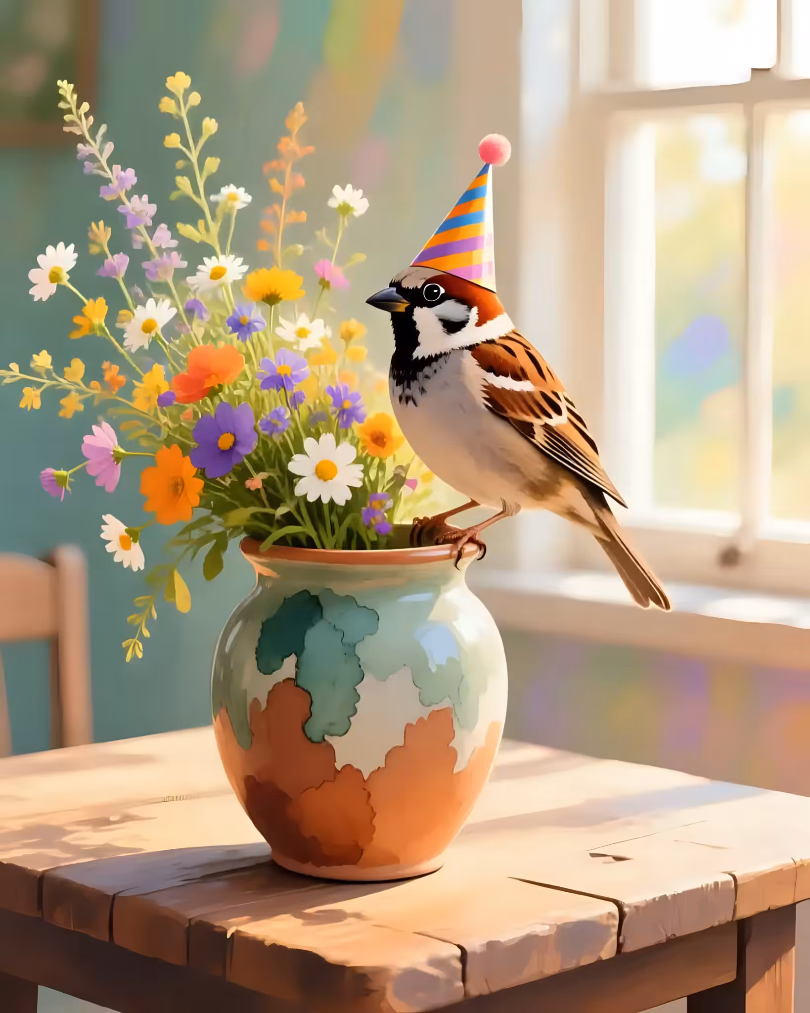 The sparrow inside 