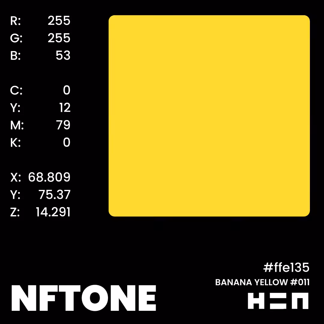 NFTONE - Banana Yellow - #011 - H=N Classic Swatches Collection