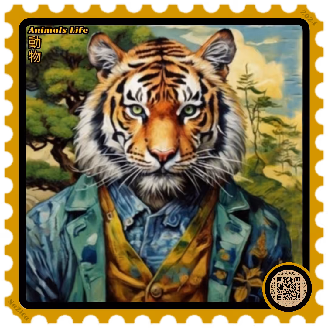 tiger Attractive , stamp Animals