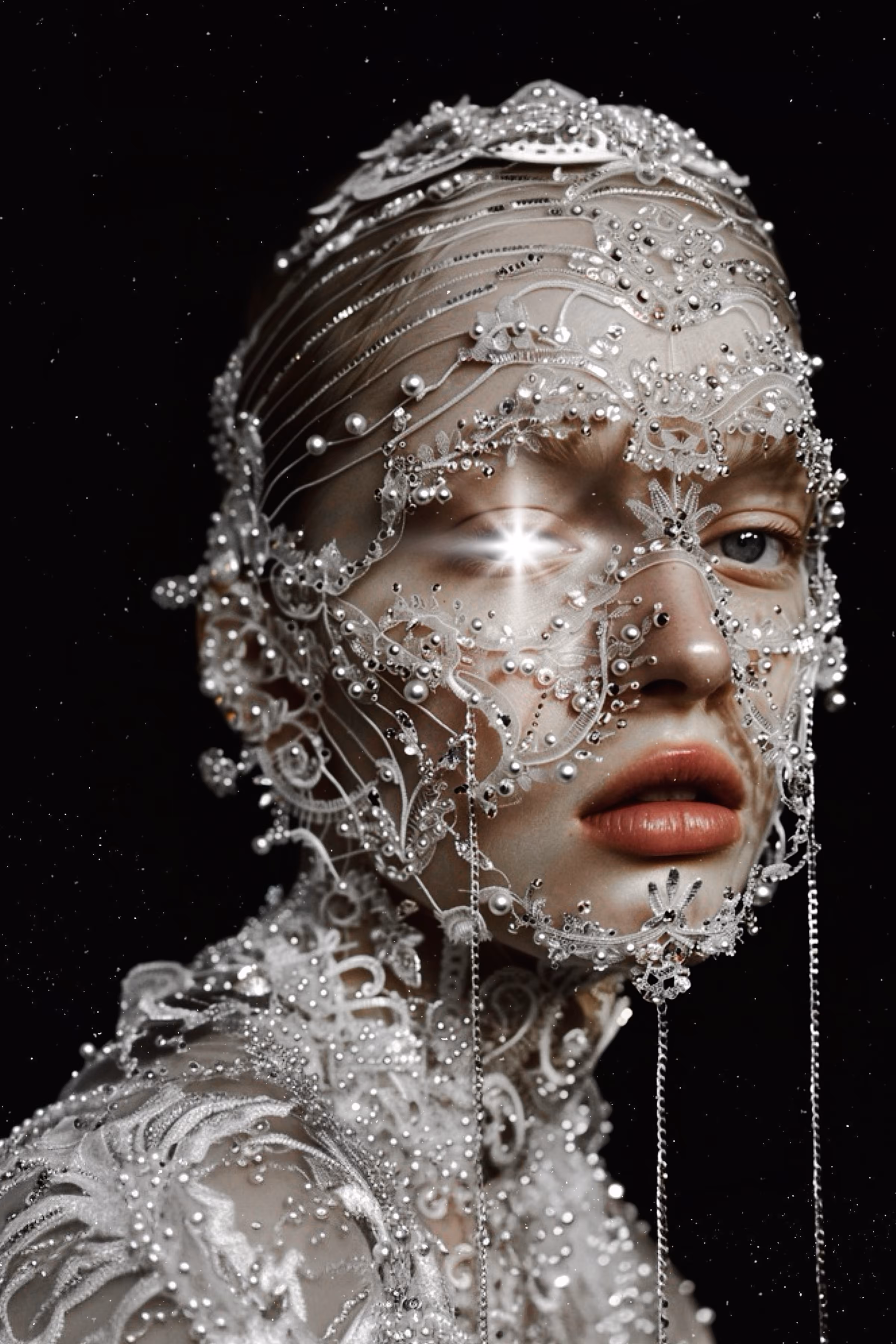 • blind, in pearls •