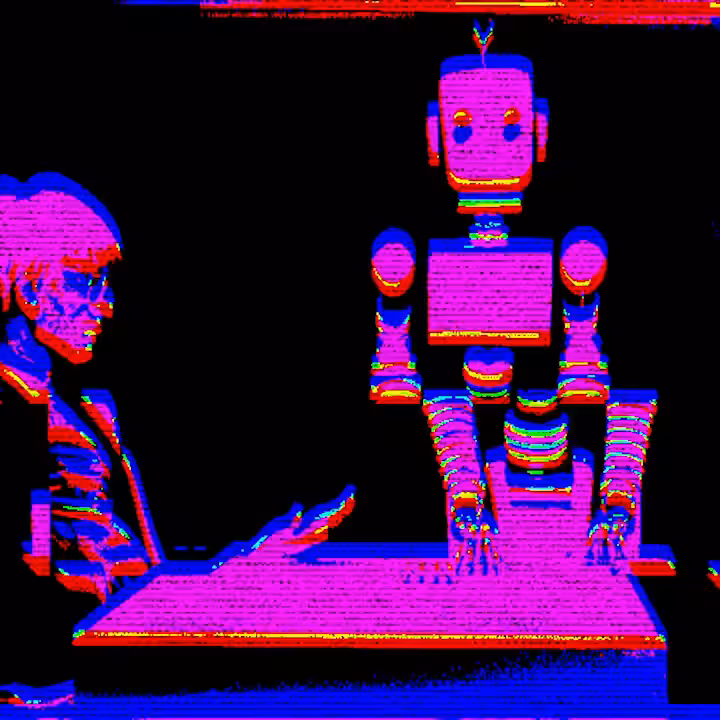 ANDY WARHOL ARGUING ART WITH ROBOT
