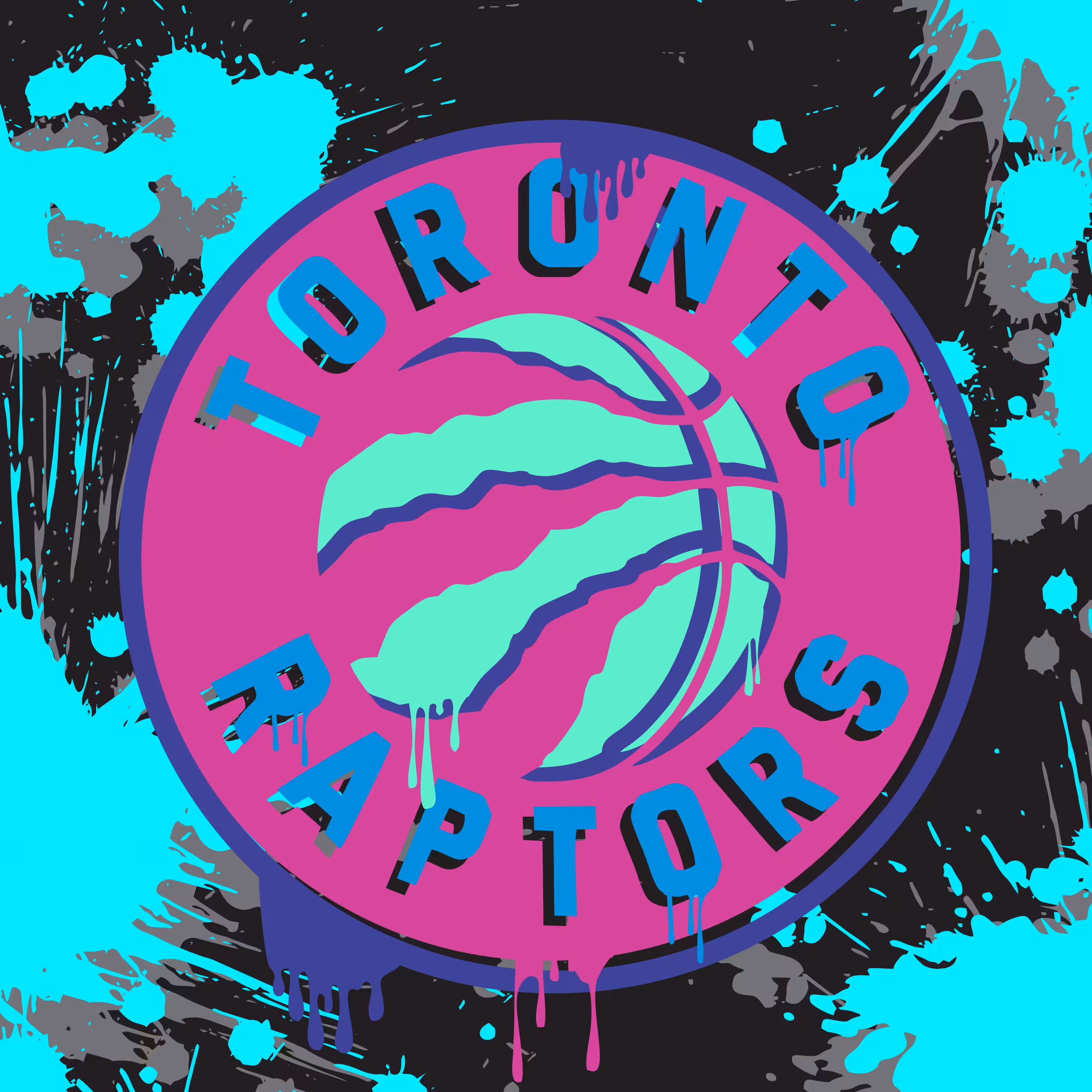 Toronto Raptors Logo Graffiti - Night