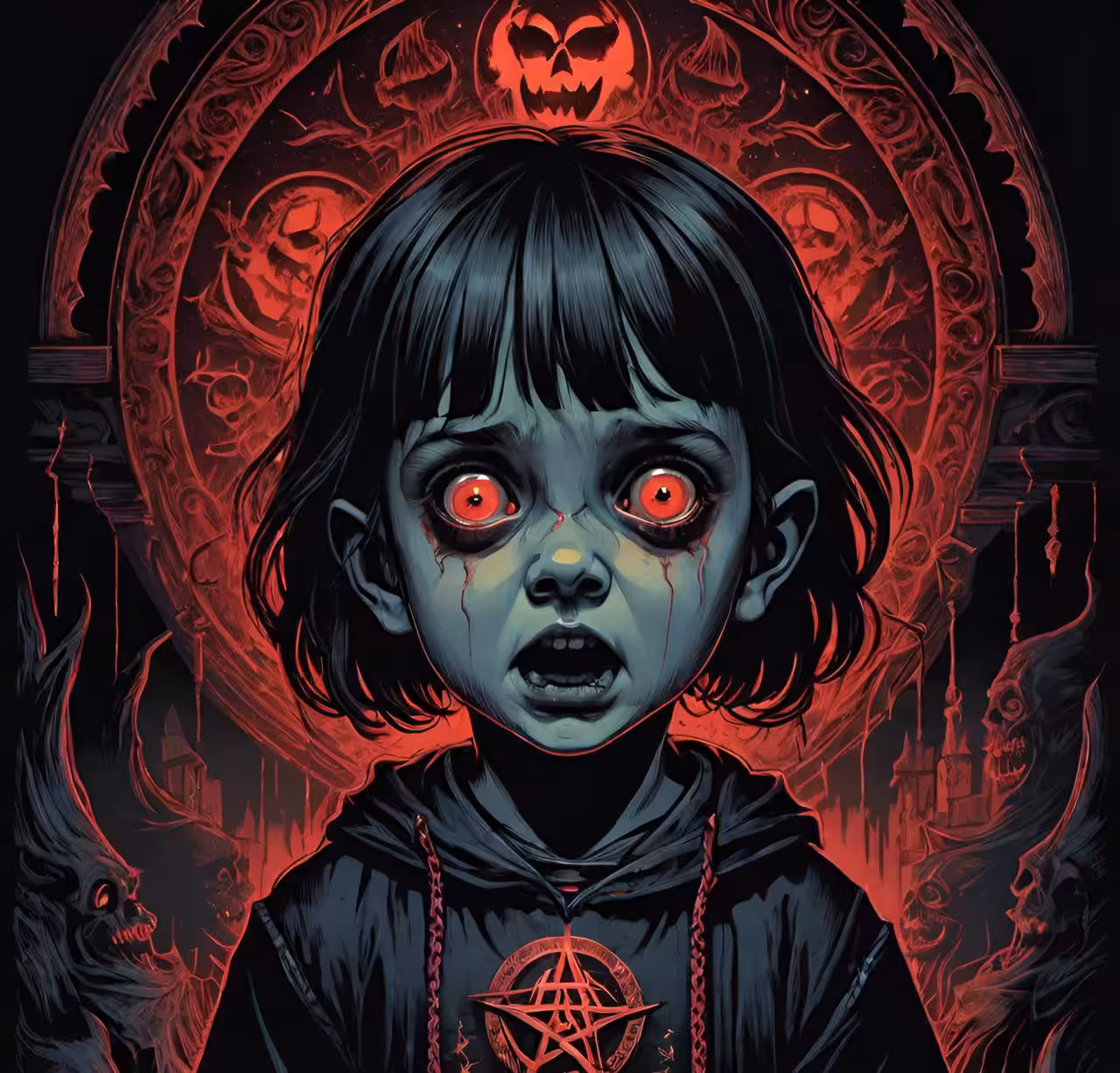 Satanic little girl scares people