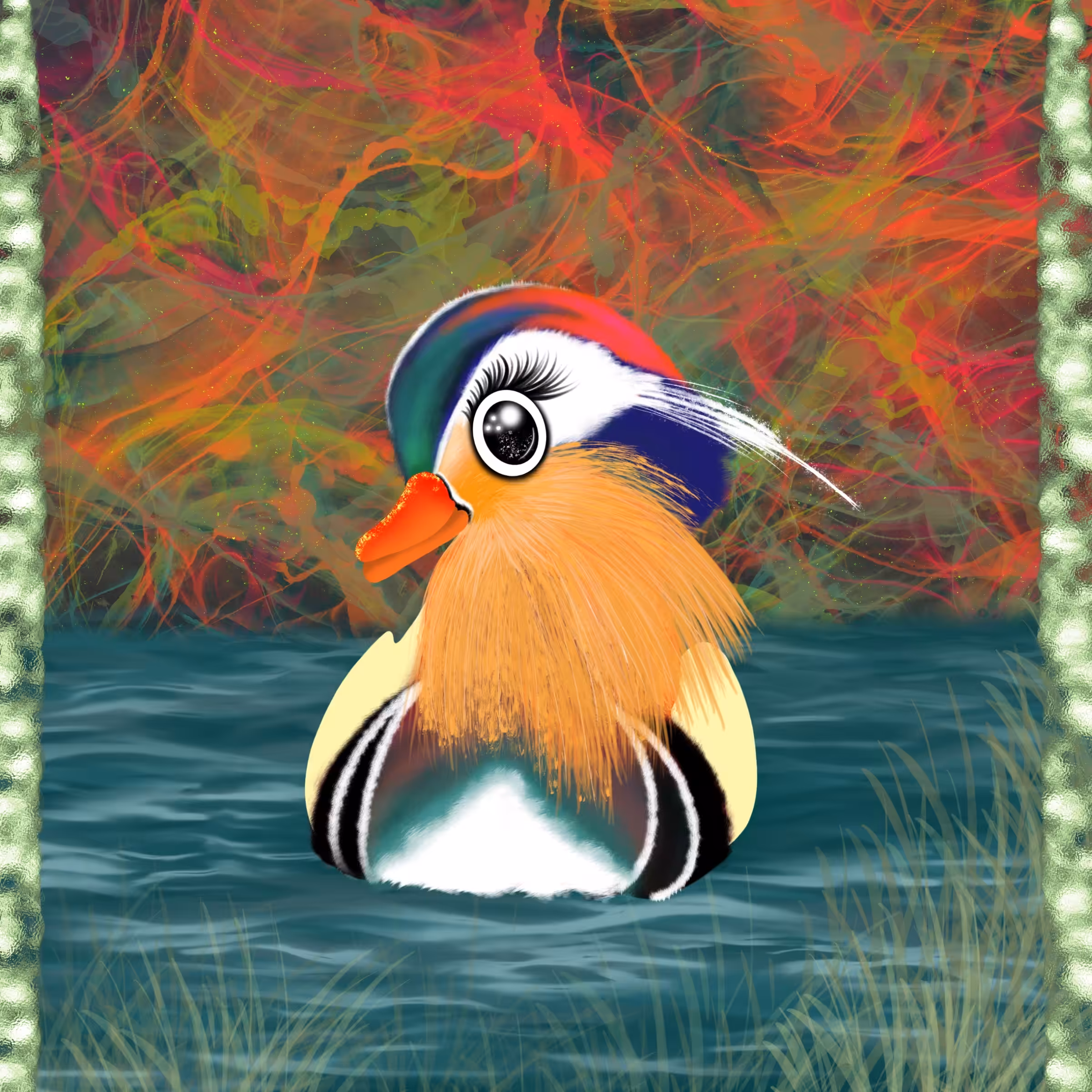 (1.JEWEL FEATHER) Emerald Mandarin Duck