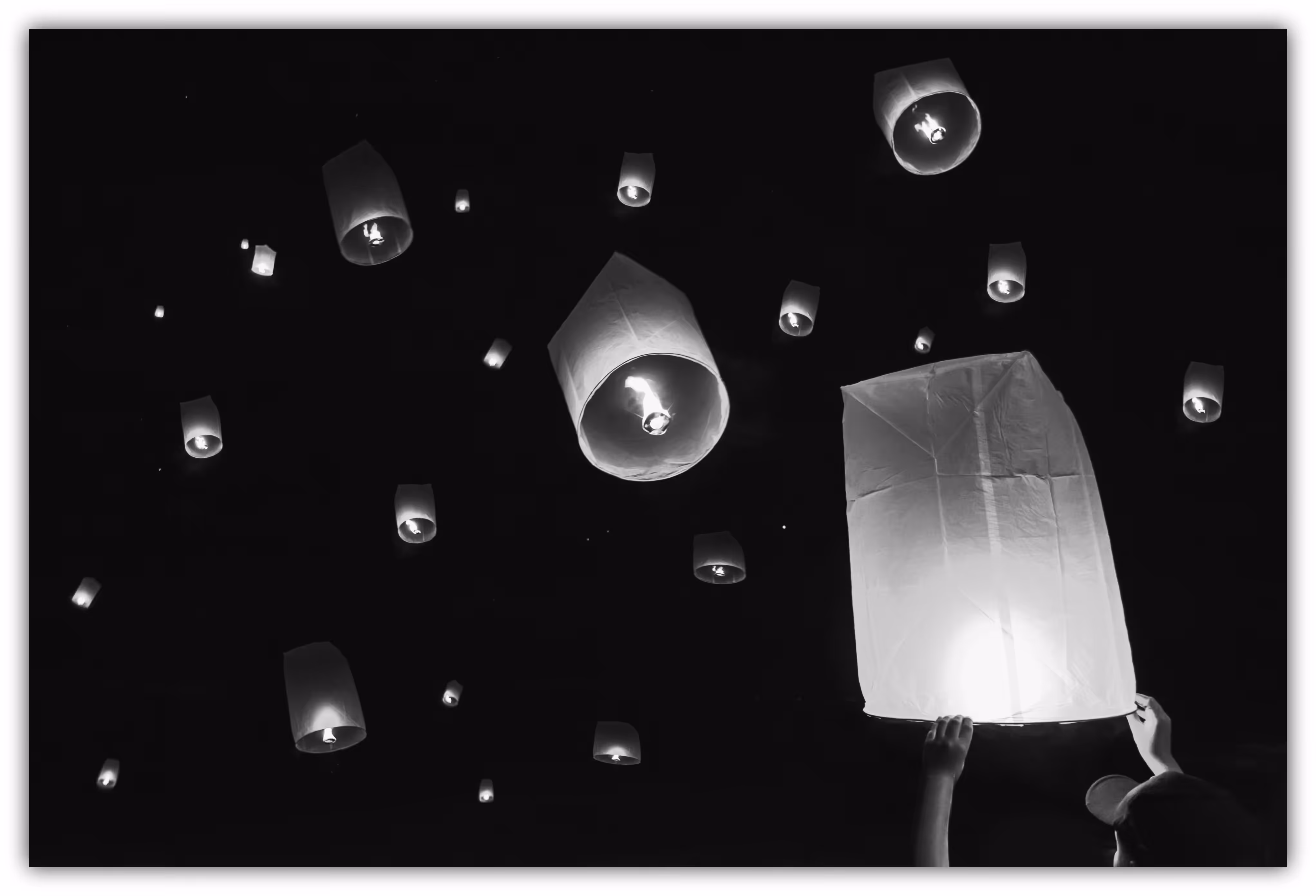 Lantern on dark sky