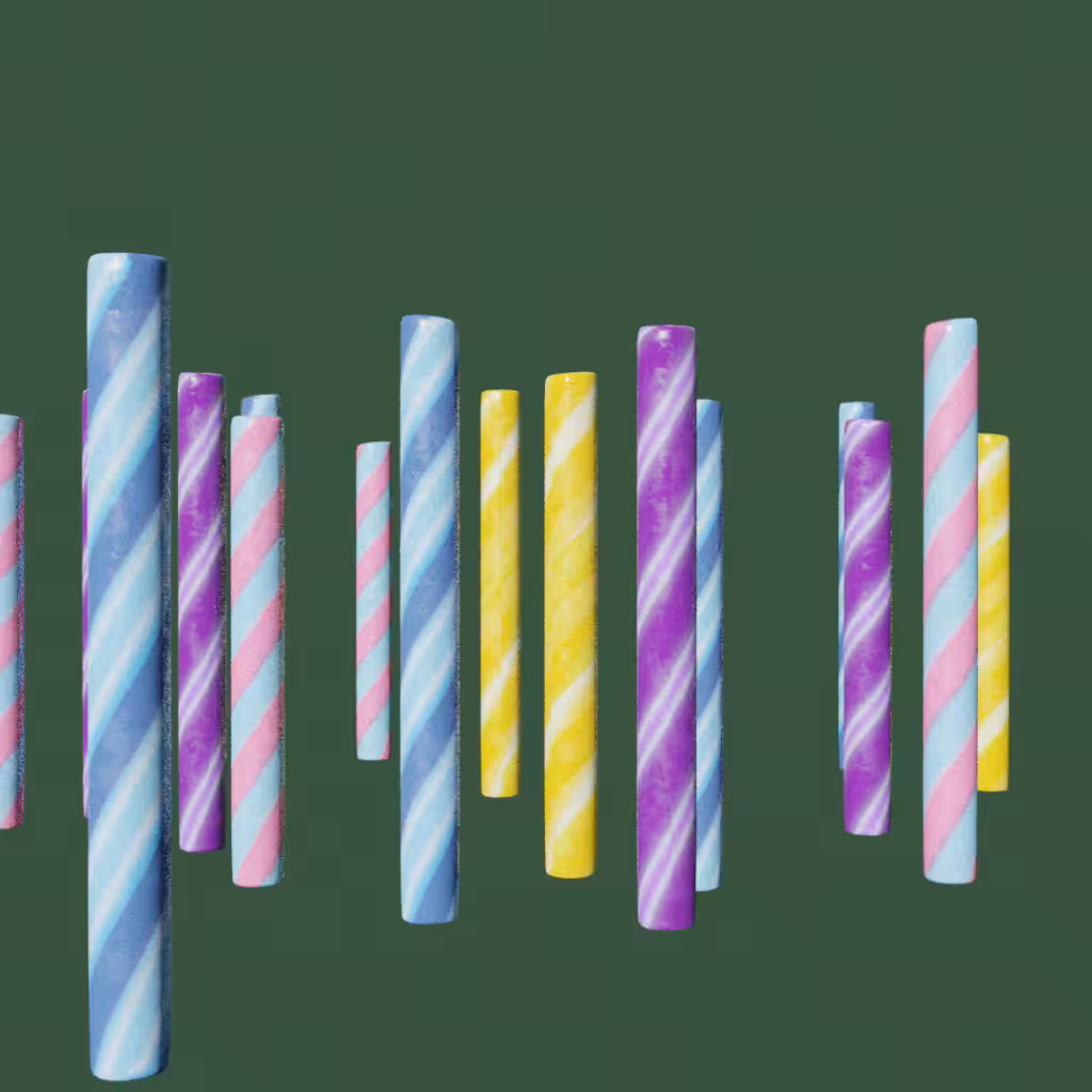 Penny candy forest #1: Blueberry, Cotton Candy, Lemon, and Grape