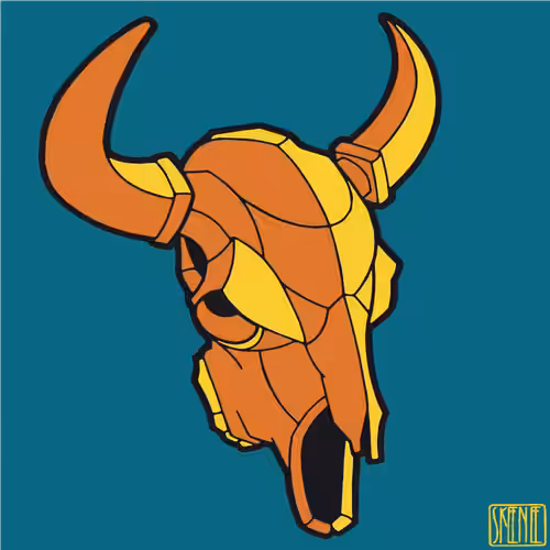 💀55 | MINIMALIST BUFFALO SKULL | Orange