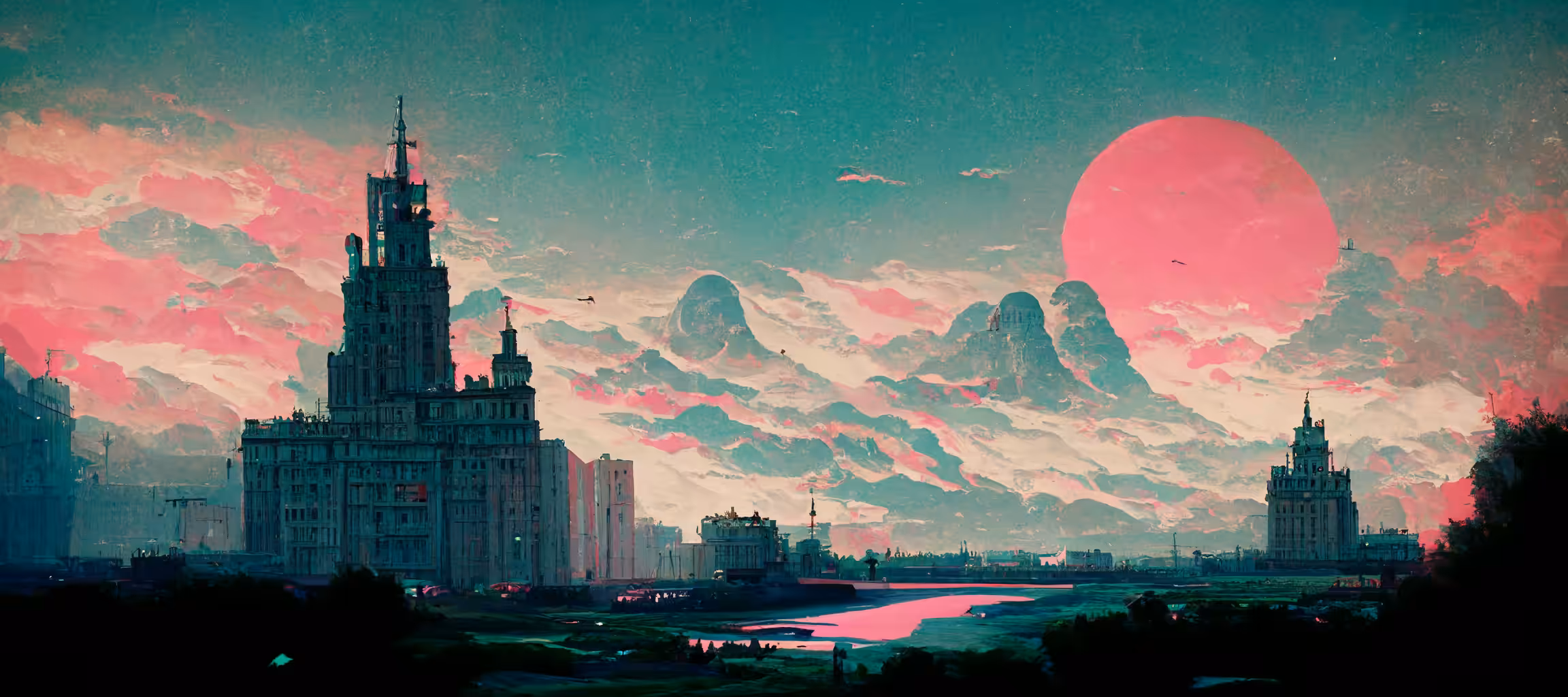 AI Compositions: crimson sunset #4