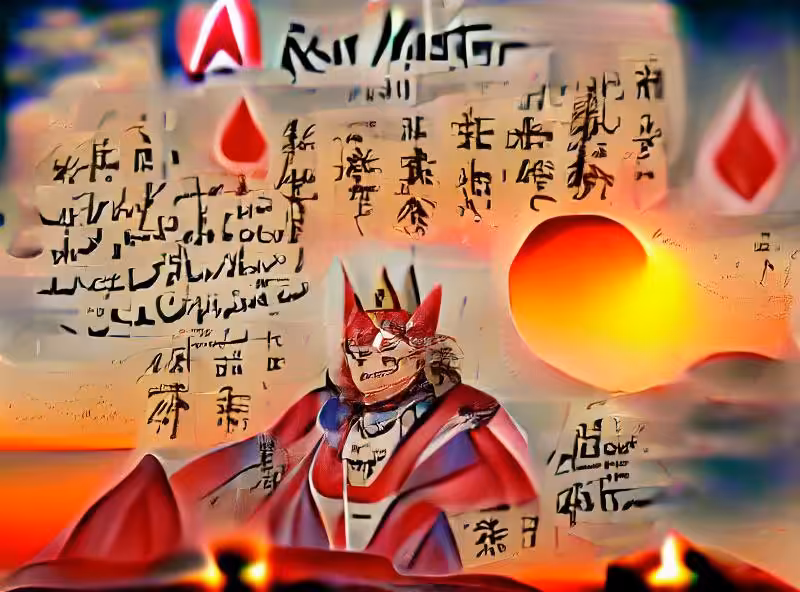 Abraham's First Works: Master Asia declared Domon the only true King of Hearts and then he asked him to recite the litany once again Look, the East is Burning Red! They finished reciting it, and, as the sun rose, Master