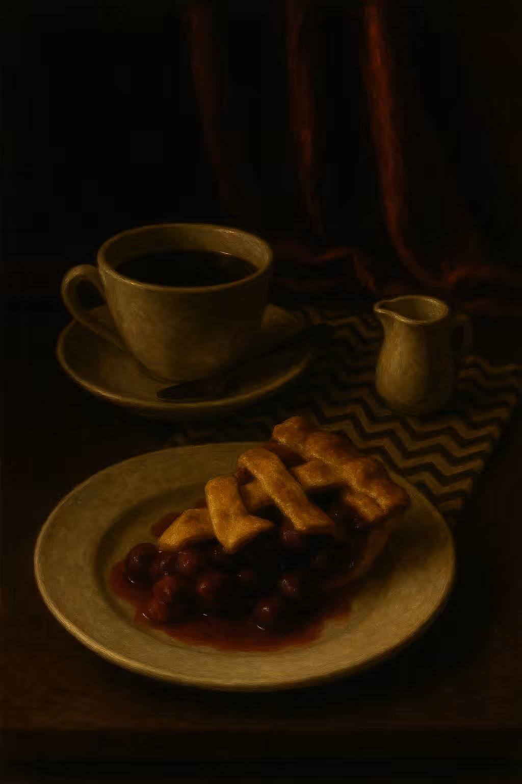 Still Life in Coffee Light II – Cherry Lattice