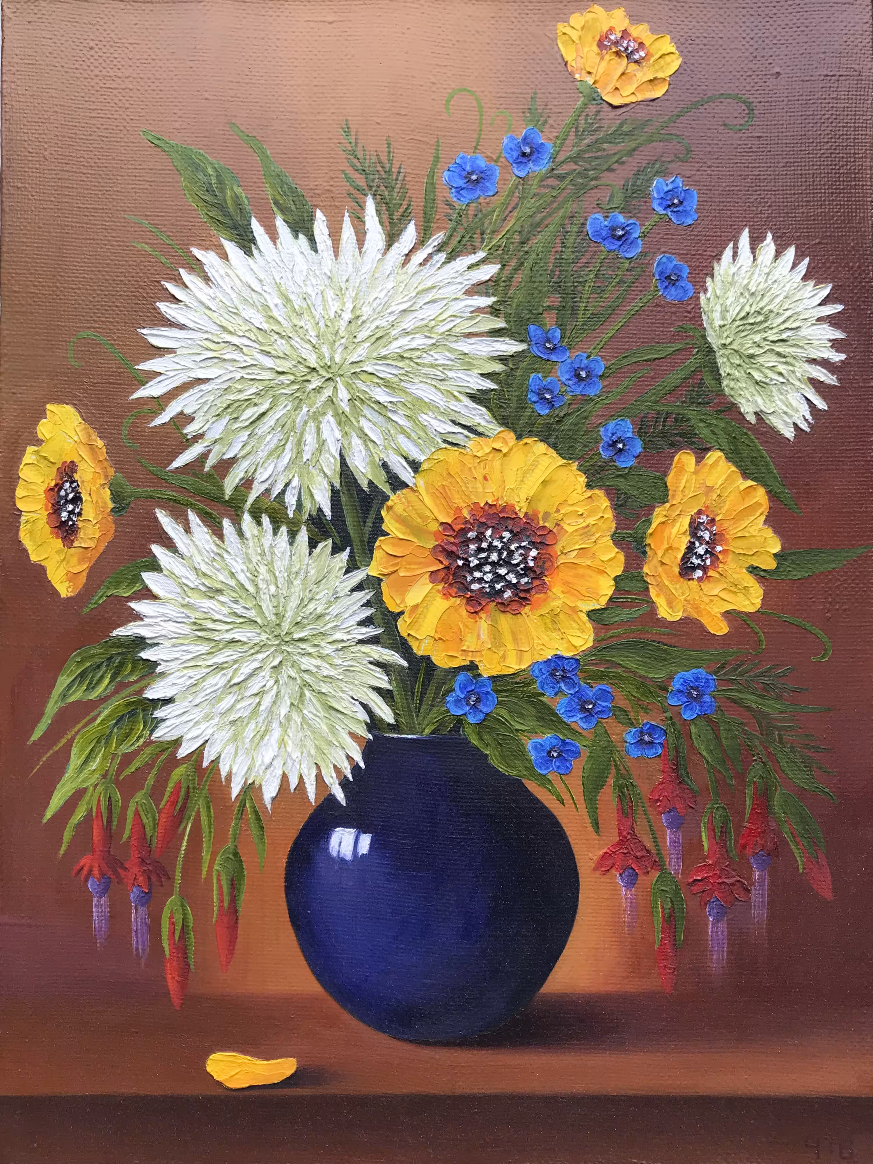 Flowers in a blue vase