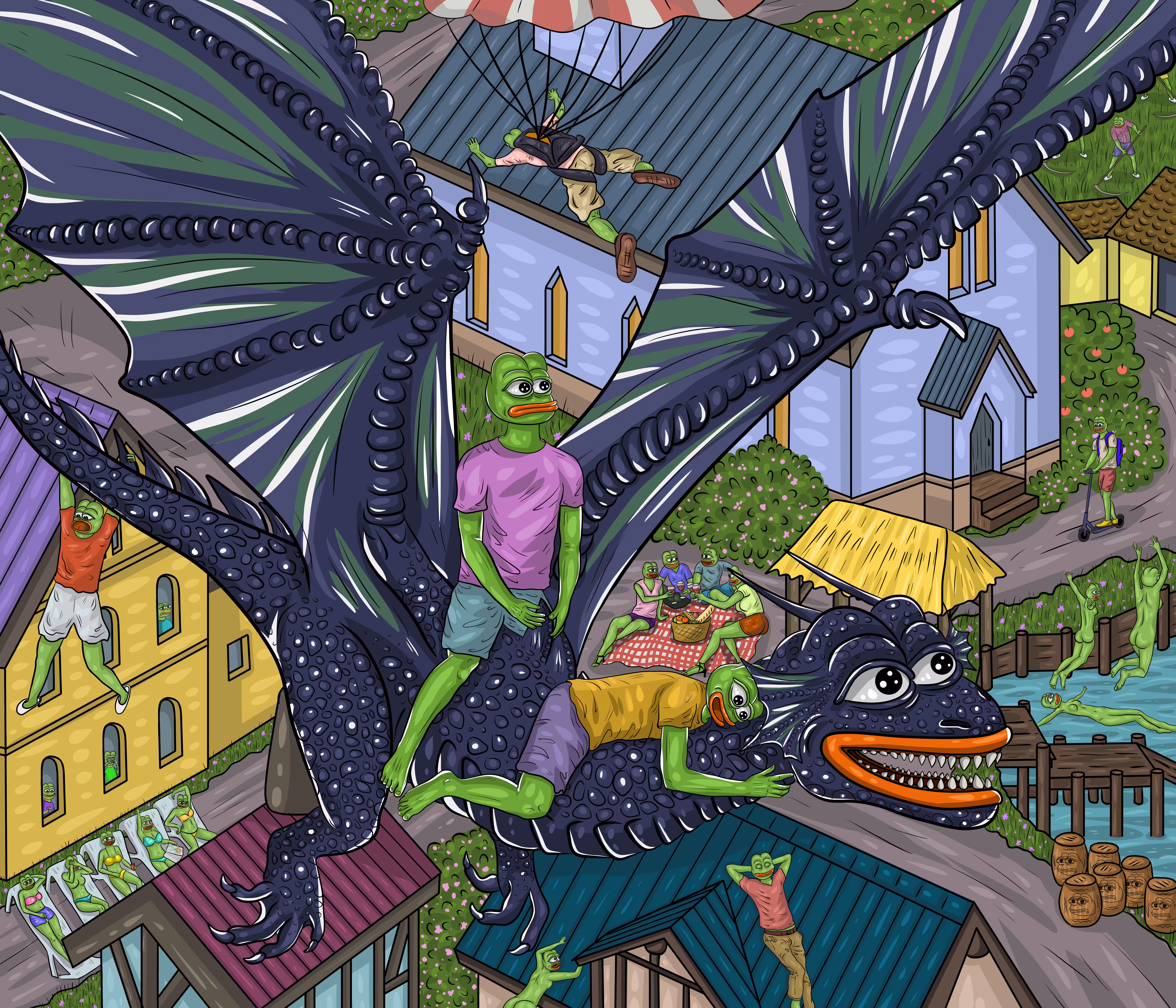 THE VILLAGE OF STRANGE PEPE AND PEPE'S FRIENDS
