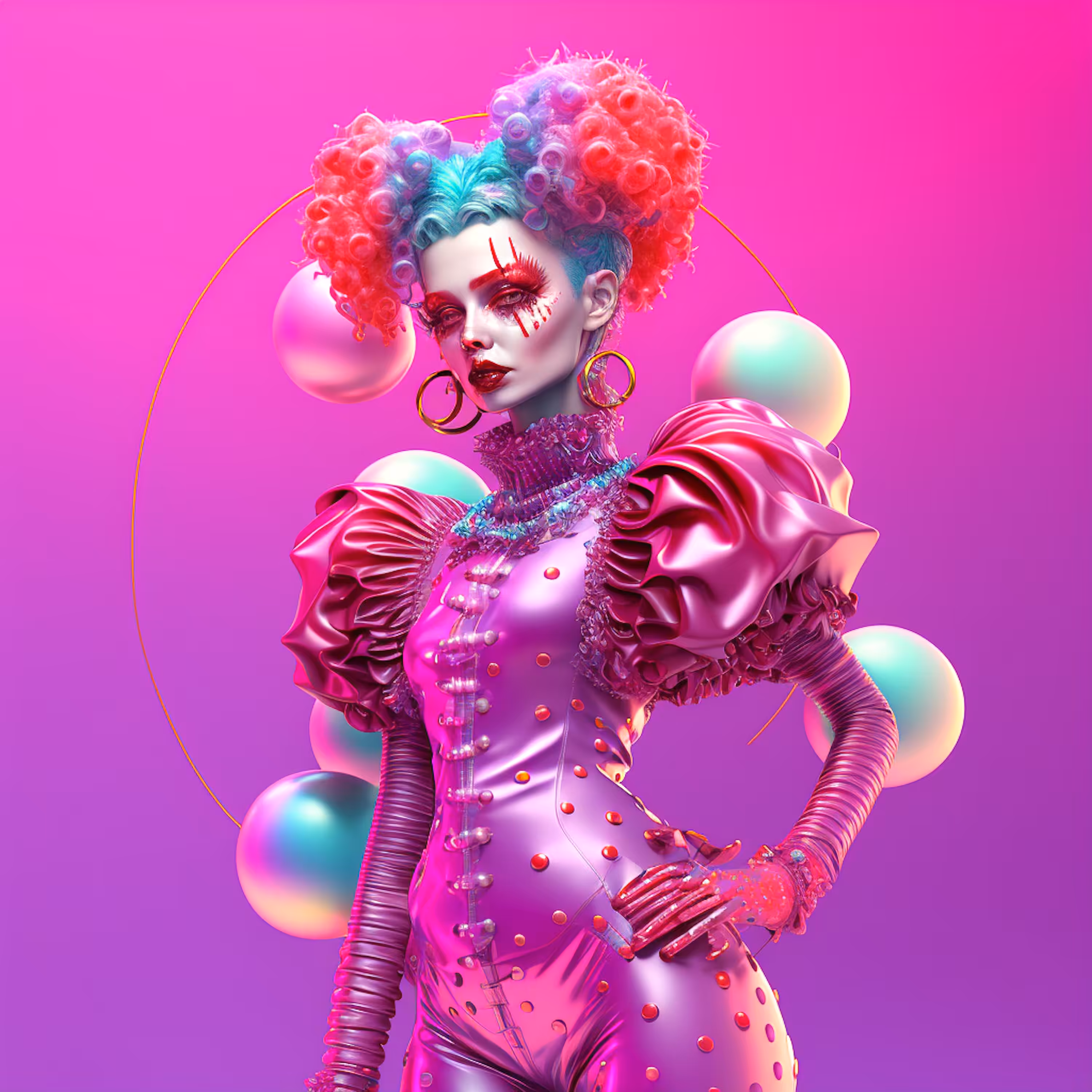 AI Fashion look #2 Pink bubble