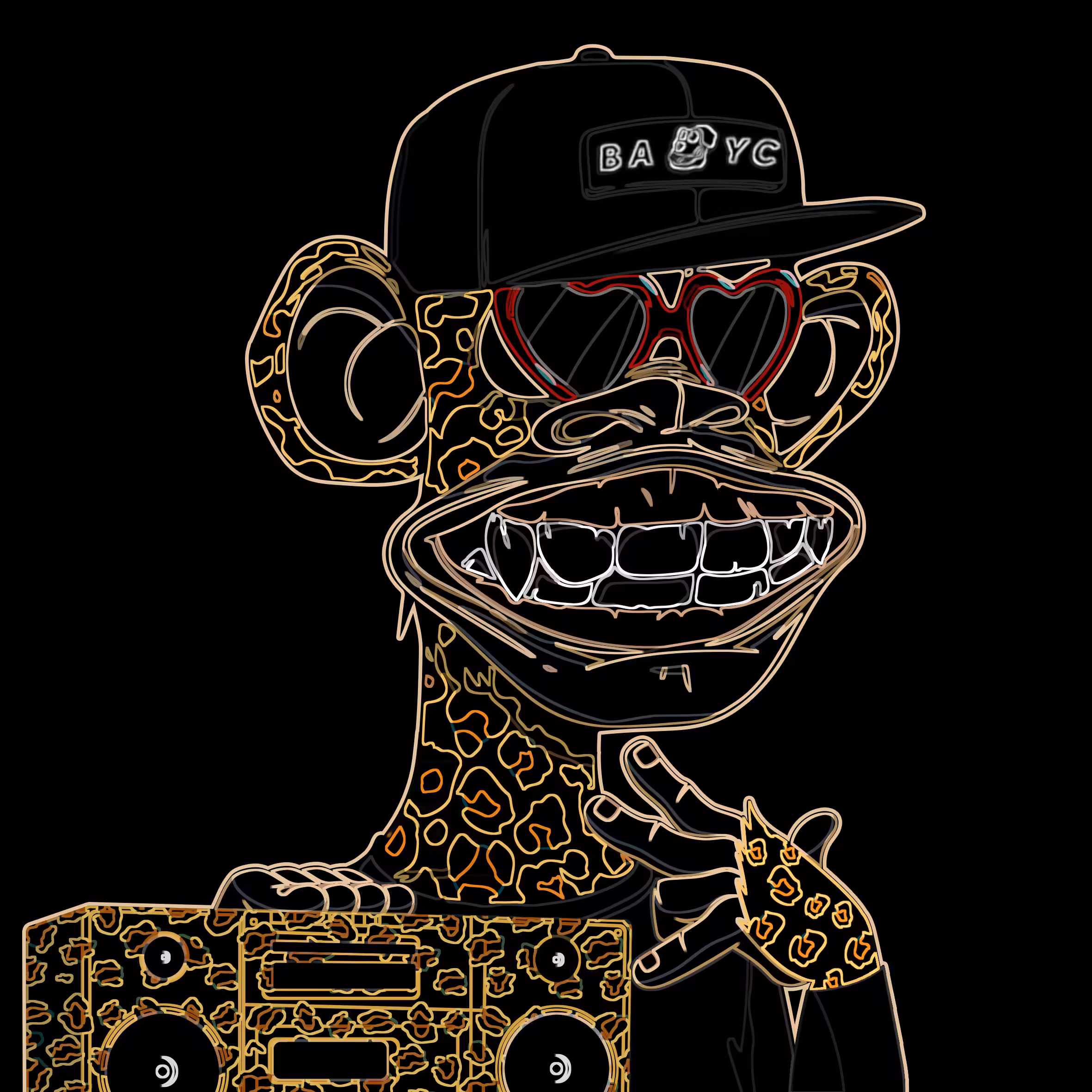 neon bored ape #253
