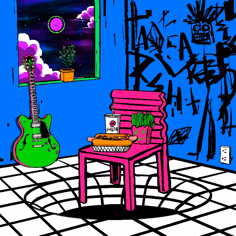 pink chair in the blue room #64