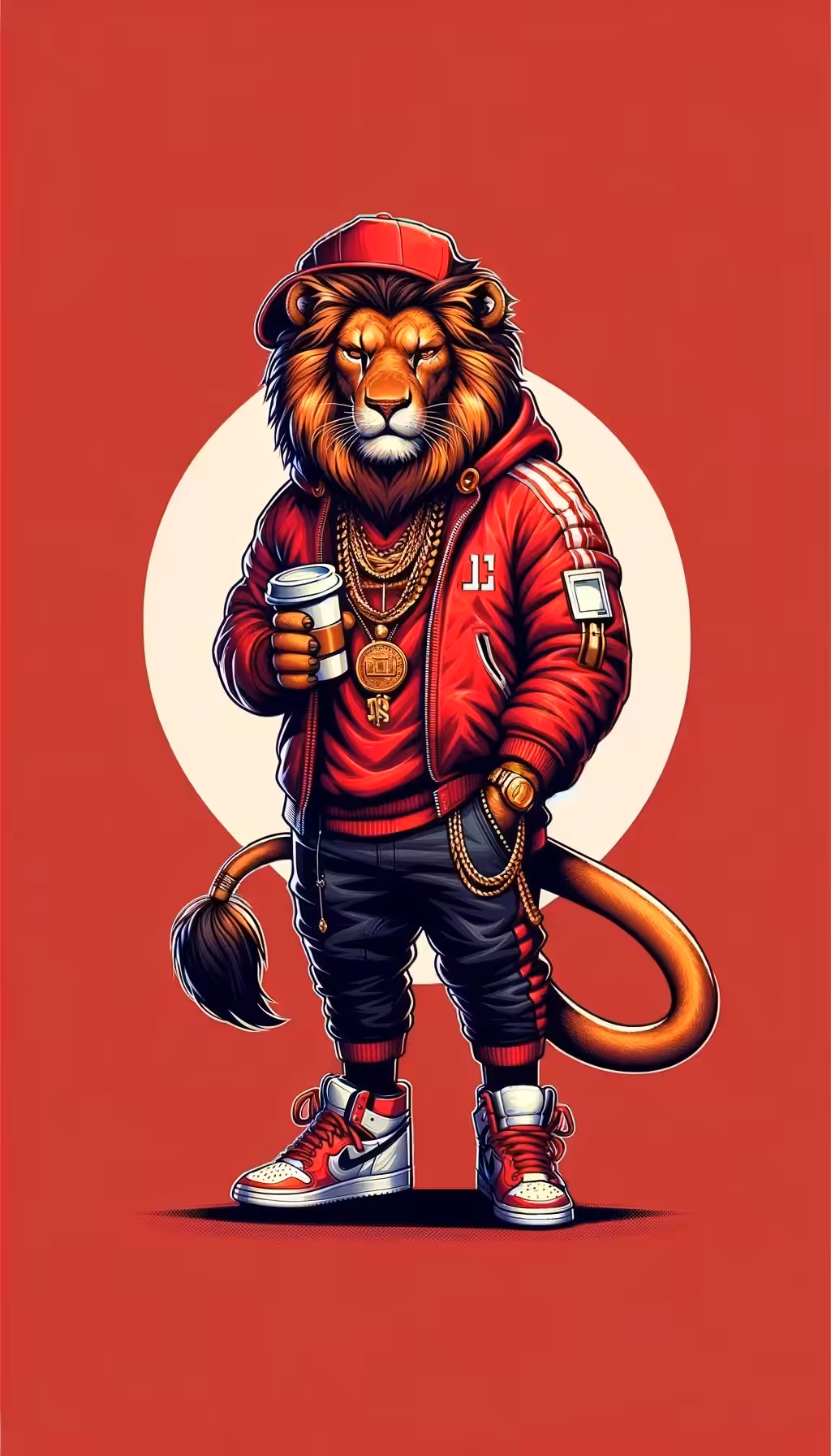 Lion in red