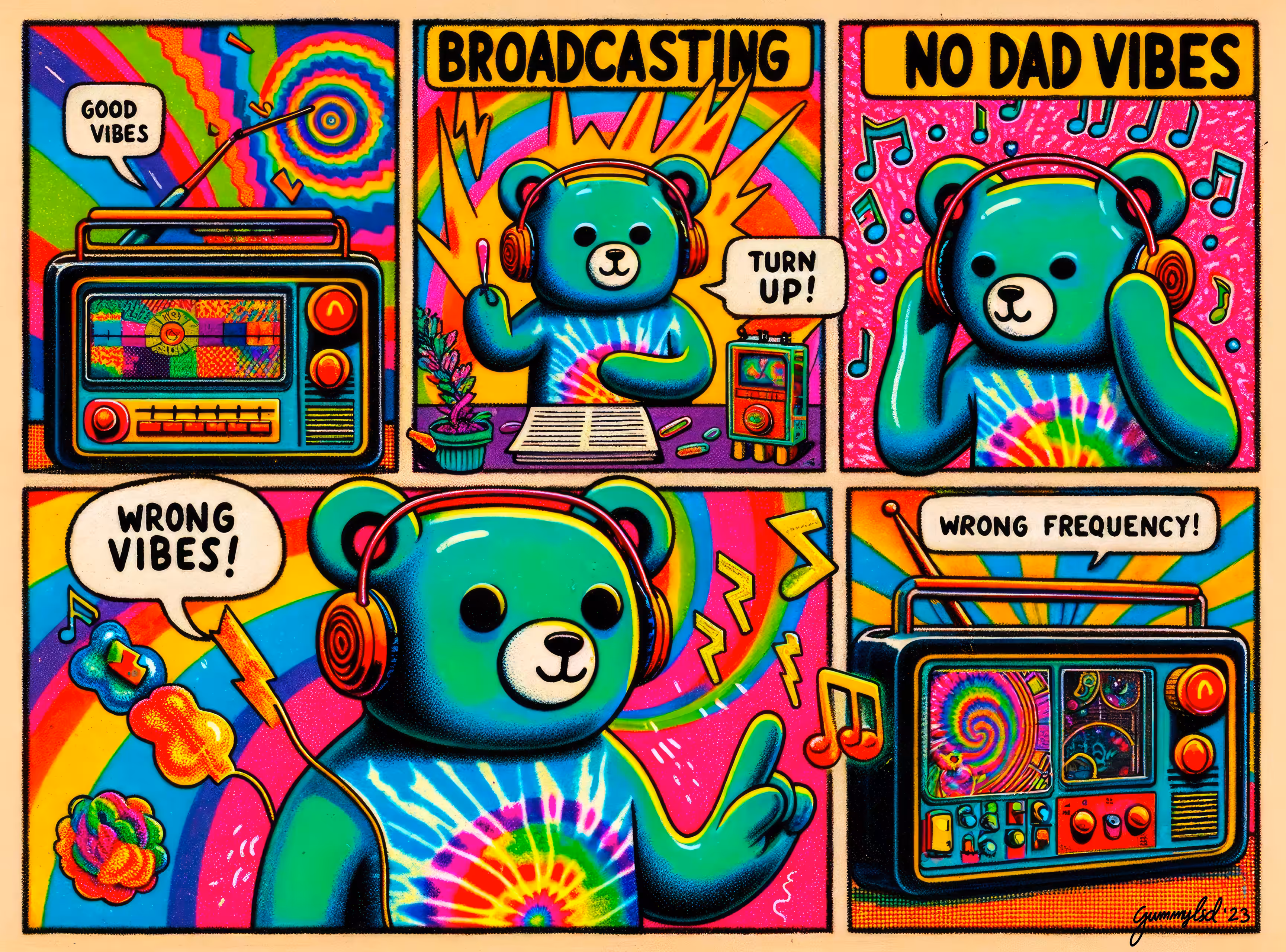 Ai Bear Art from GummyLSD: What’s the Frequency, Gummy?: LSDGB Comic #26